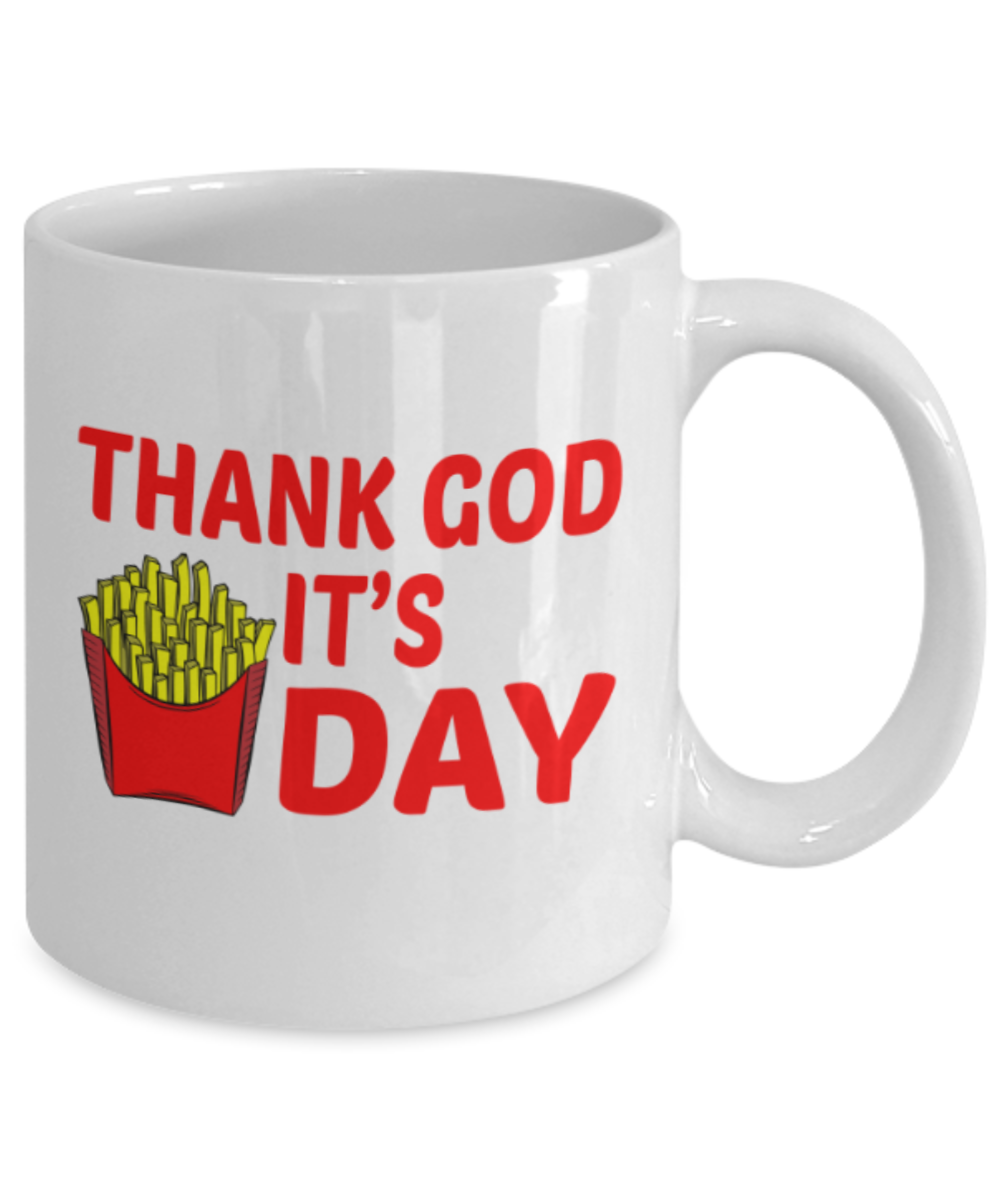 Food Lovers mugs , It's Fryday - White Coffee Mug Porcelain Tea Cup 11 oz - Great Gift
