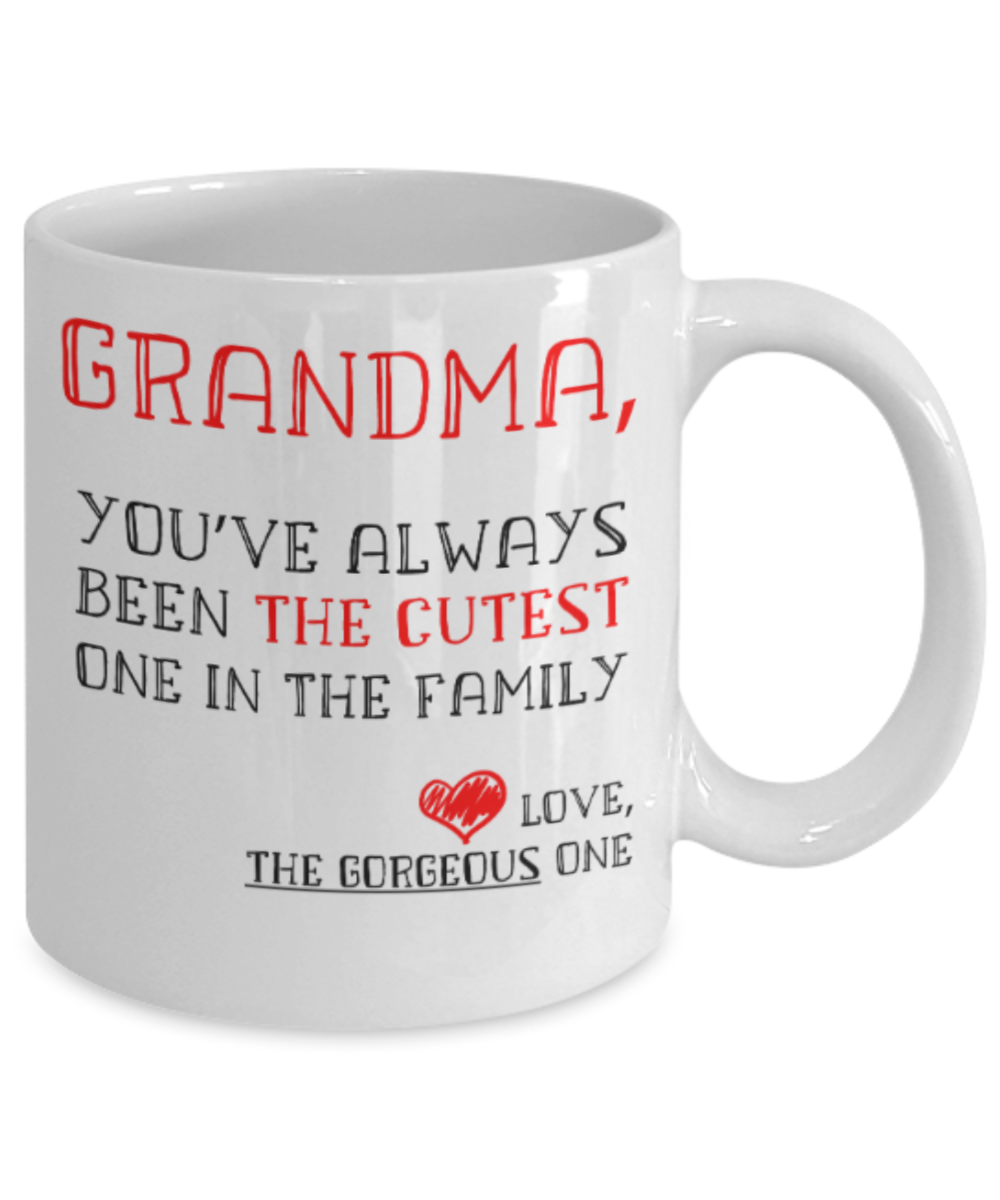 My nonna's boo boo mug - Grandma, You've always been the cutest one in the family - Funny White Porcelain Coffee Mug Cute Ceramic Cup 11 oz
