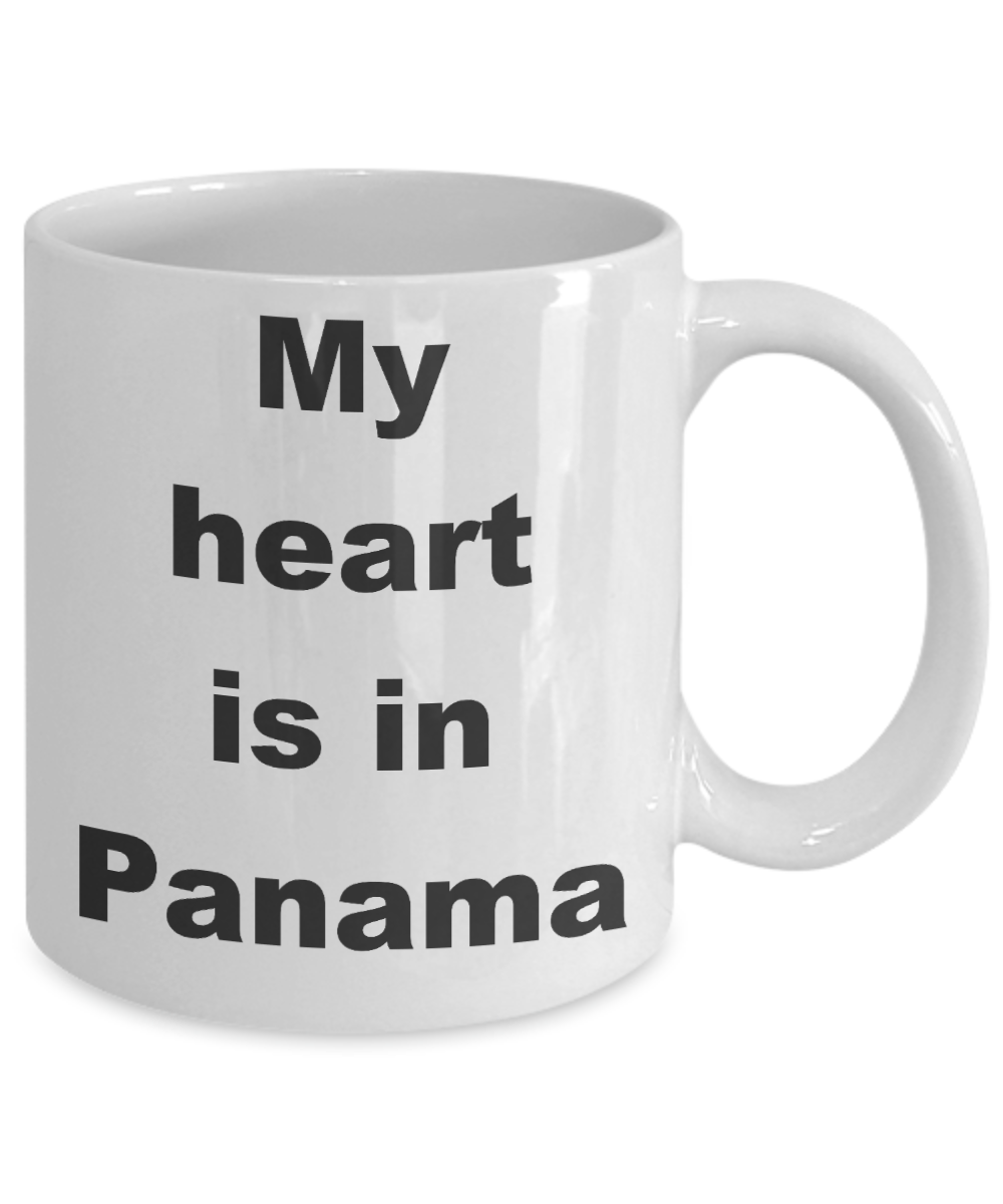 Panama - My heart is in Panama - White Porcelain Coffee Cup,Premium 11 oz Funny Mugs White coffee cup Gifts Ideas
