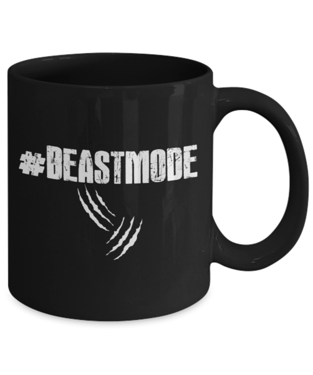 Workout lovers mugs, Beastmode Wolverine - Funny Black Porcelain Coffee 11 oz
