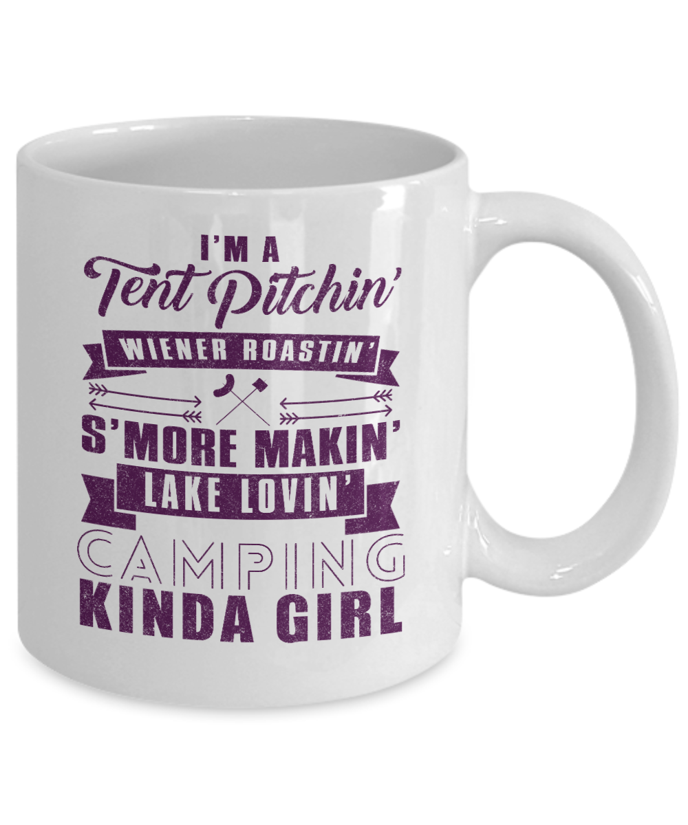 Camping Coffee Mug, I Am A Camping Girl-White Porcelain Coffee Mug 11 oz For Camper, Camping, Adventure, Outdoor, Mug