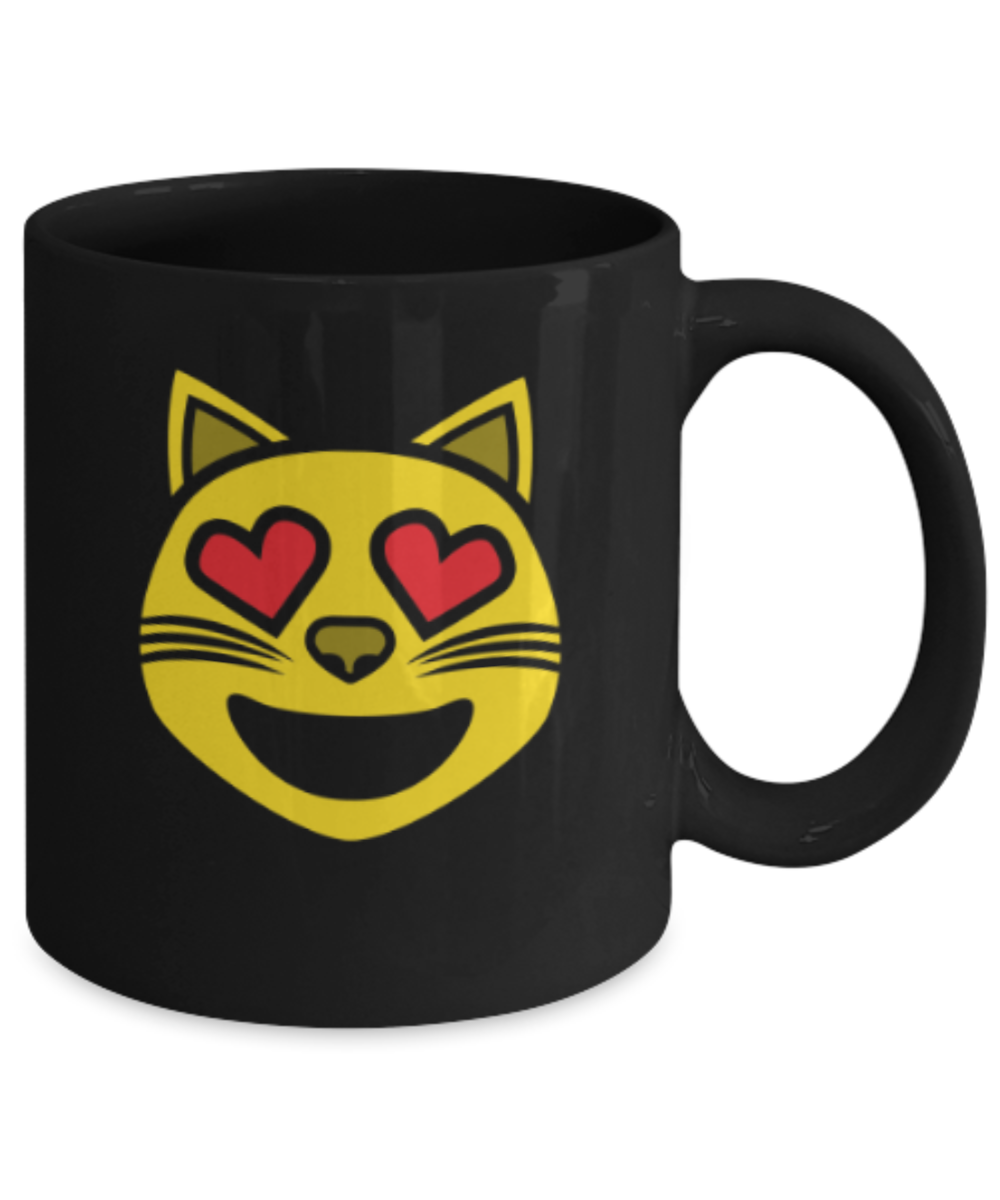 Gift gor cat lovers , Cat Eyes - Black Coffee Mug Porcelain Tea Cup 11 oz - Great Gift