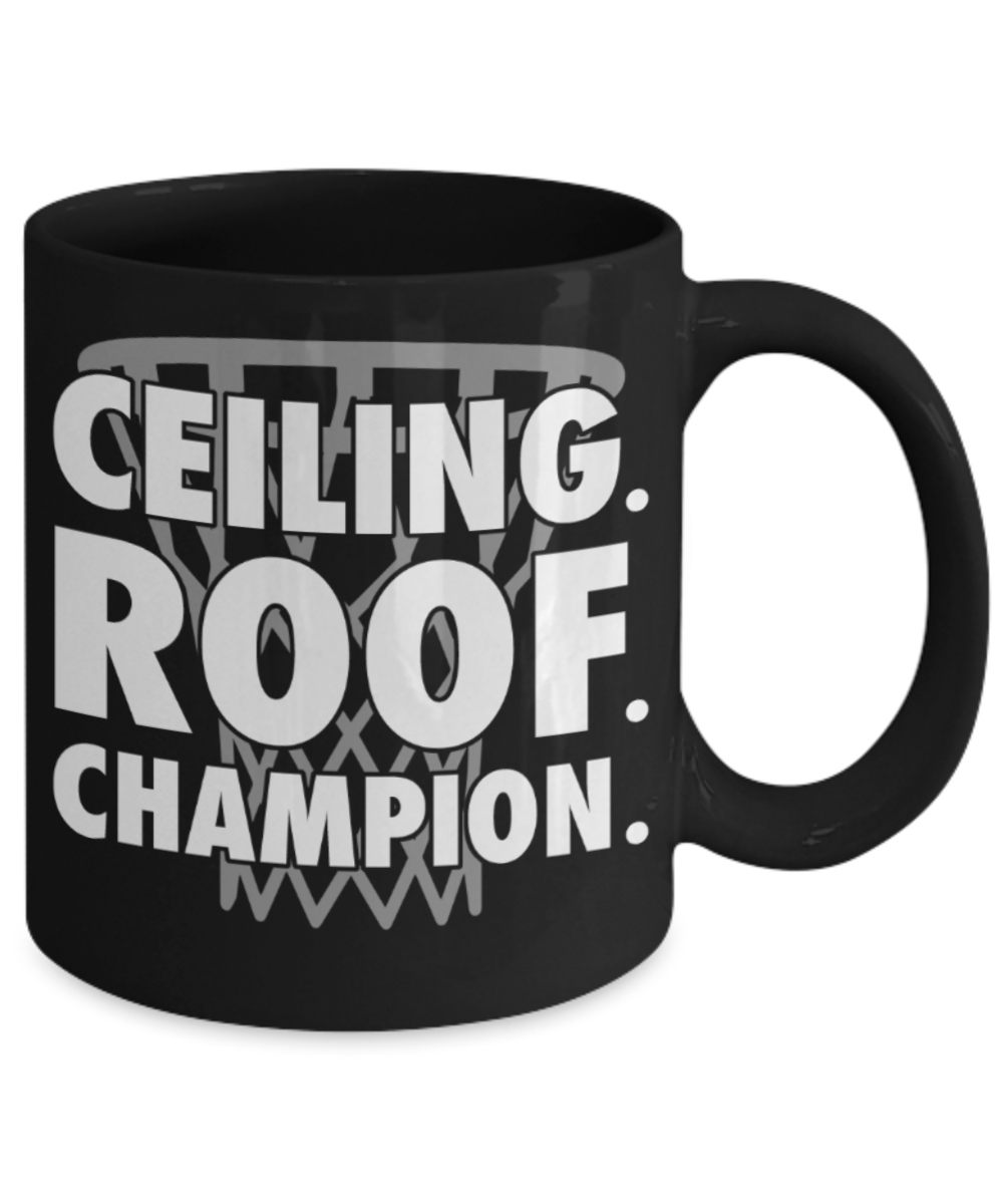 Pizza Lovers Mugs , Ceiling Roof champion - Black Coffee Mug Porcelain Tea Cup 11 oz - Great Gift
