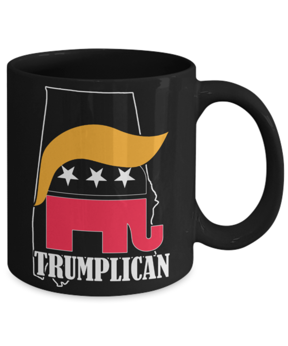 Trumplican - Black Coffee Mug Porcelain Tea Cup 11 oz - Great Gift
