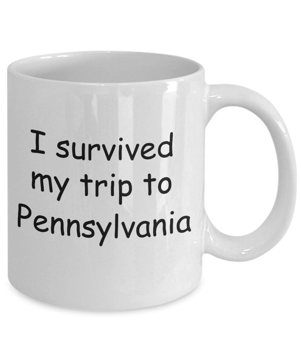 Patriotic coffee mugs , I survived my trip to Pennsylvania - White Coffee Mug Tea Cup 11 oz Gift
