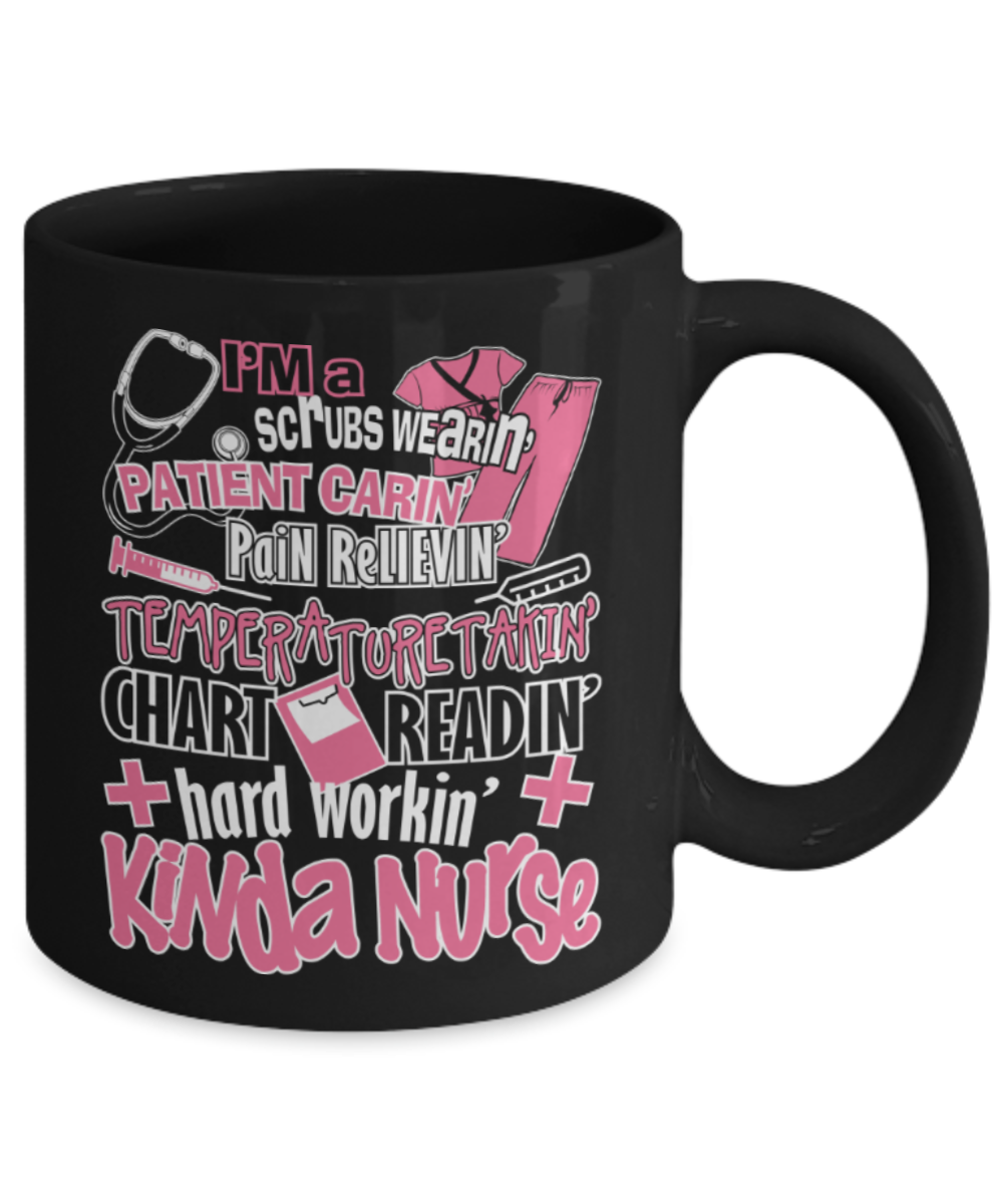 Nurse Lovers Mugs , Hardworking Nurse - Black Coffee Mug Porcelain Tea Cup 11 oz - Great Gift