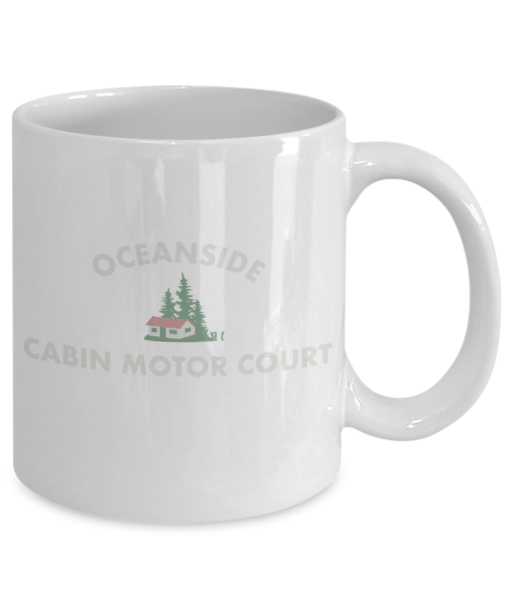 Plants vs zombies gift box mugs , Oceanside Cabin Motor Court - White Coffee Mug Porcelain Tea Cup 11 oz - Great Gift