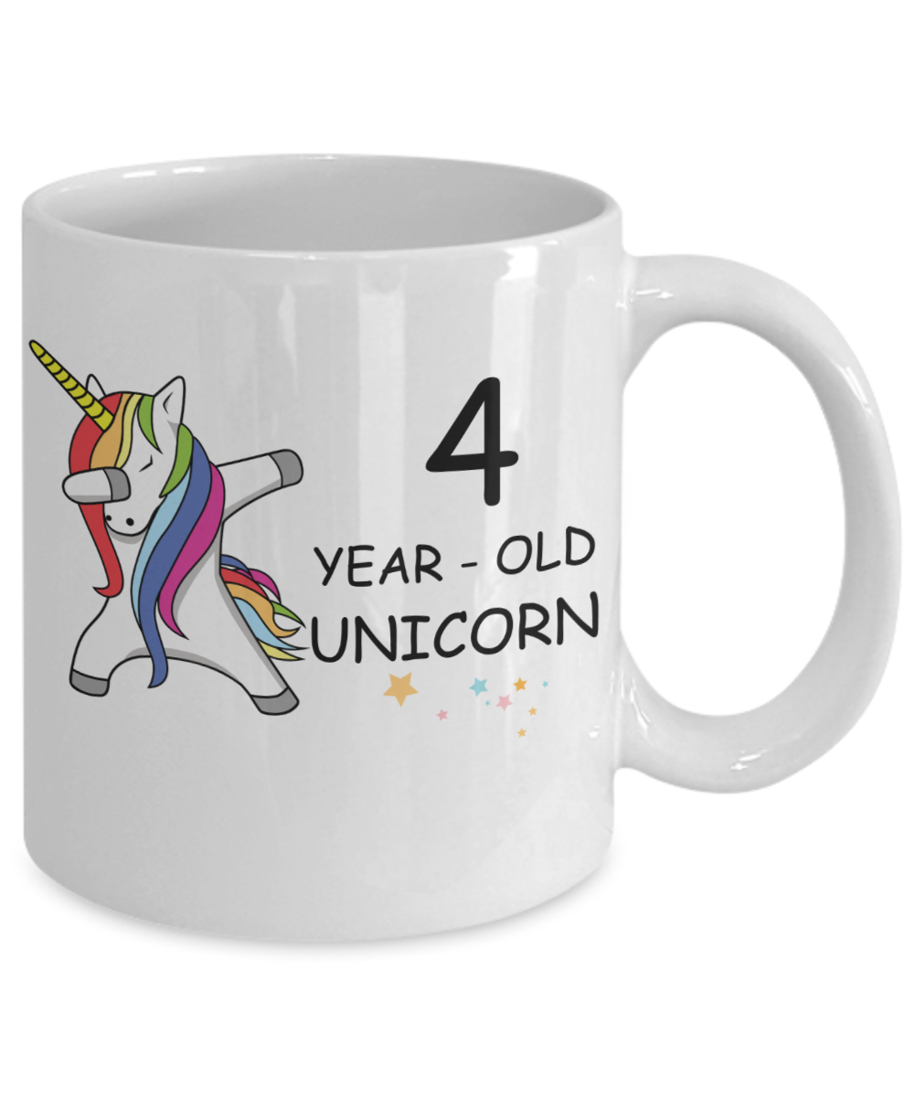 4th Birthday Gift for Women - 4 Year Old Unicorn Dabbing Mug - Funny White Porcelain Coffee 11 oz for Grandma, Mom, Sister, Best Friend, Women, Her - Legends are Born In 2016
