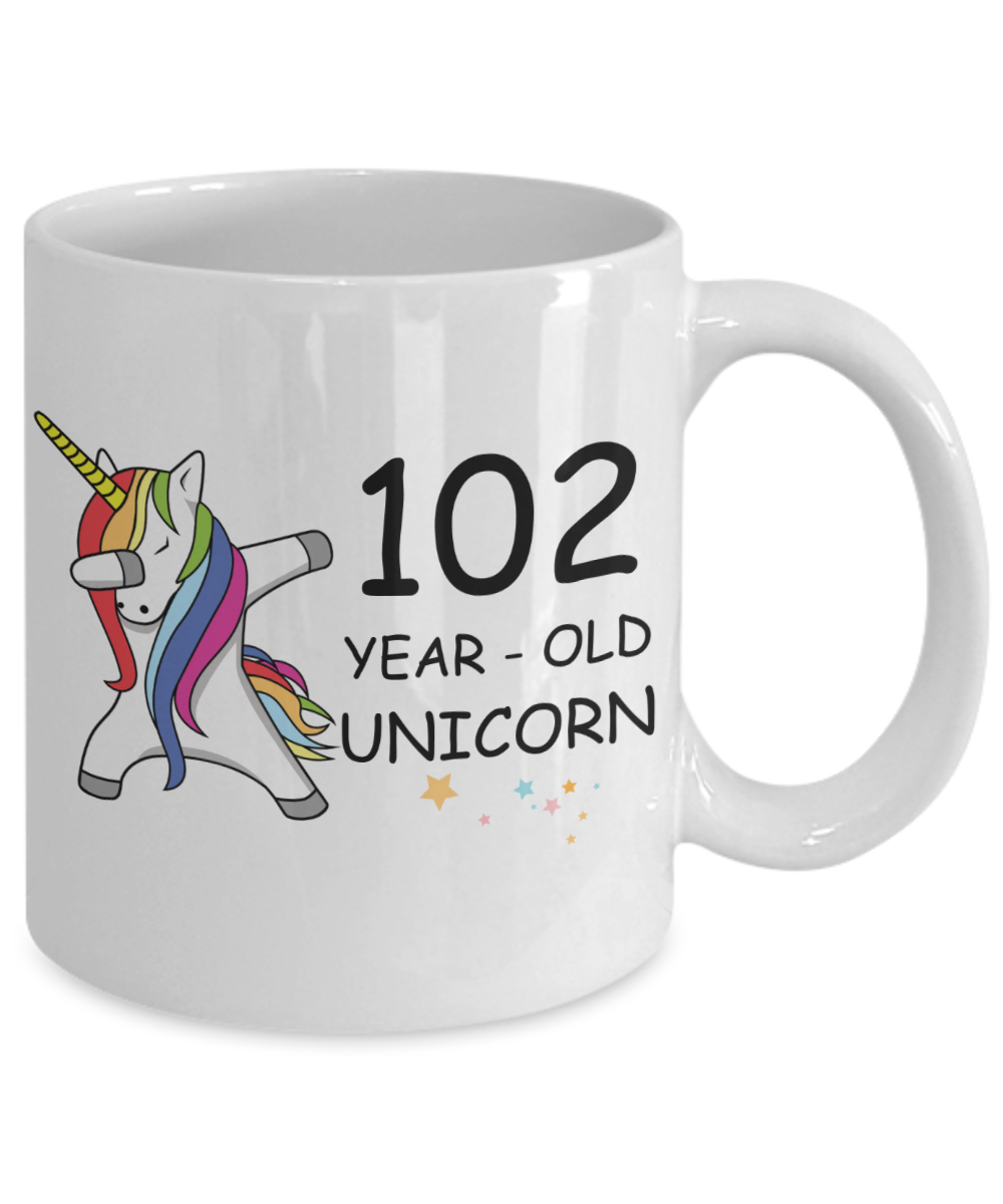 102nd Birthday Gift for Women - 102 Year Old Unicorn Dabbing Mug - Funny White Porcelain Coffee 11 oz for Grandma, Mom, Sister, Best Friend, Women, Her - Legends are Born In 1918