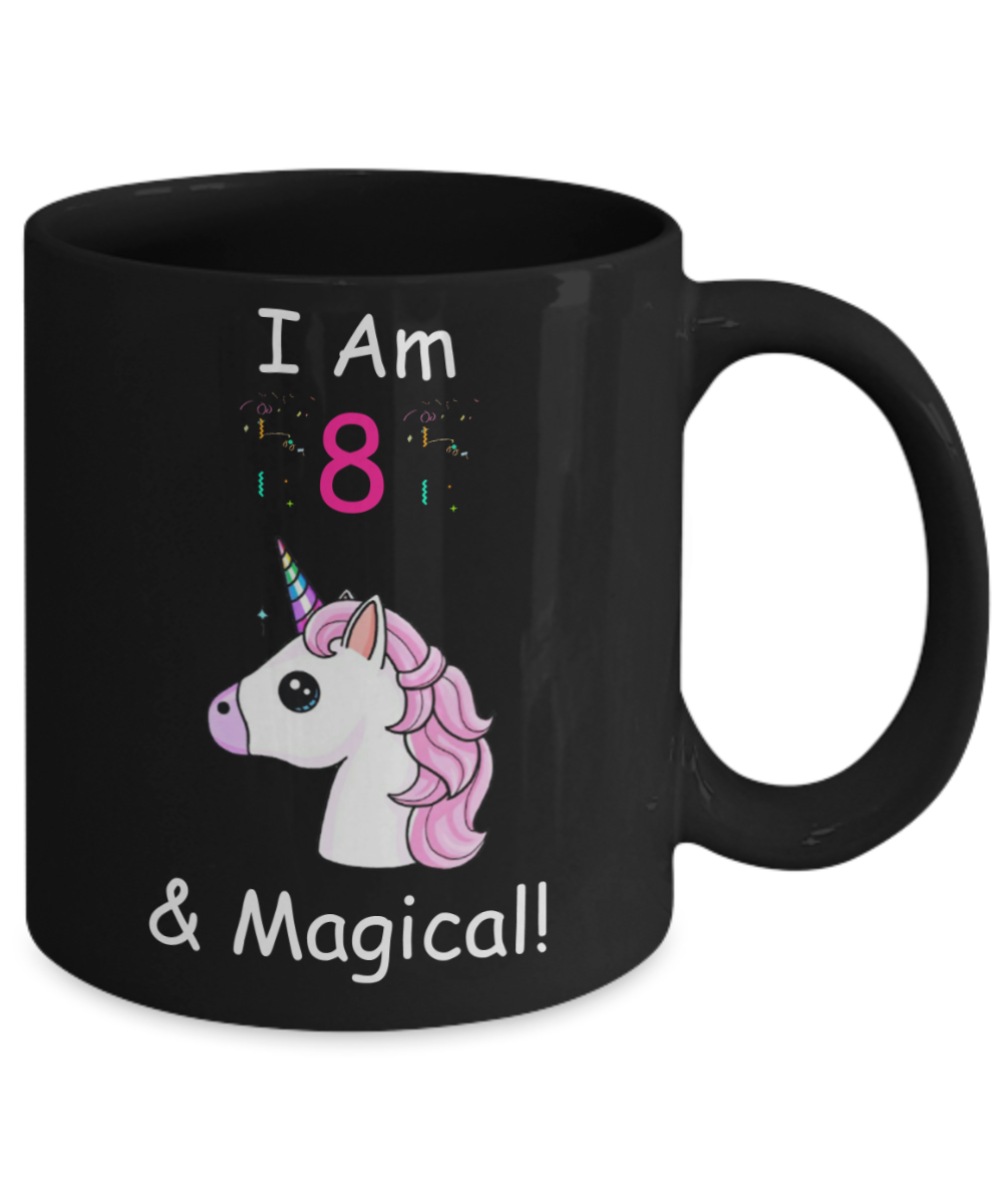 8th Birthday Gift for Women - I Am 8 & Magical Unicorn Mug - Funny Black Porcelain Coffee 11 oz for Grandma, Mom, Sister, Best Friend, Women, Her - Legends are Born In 2012