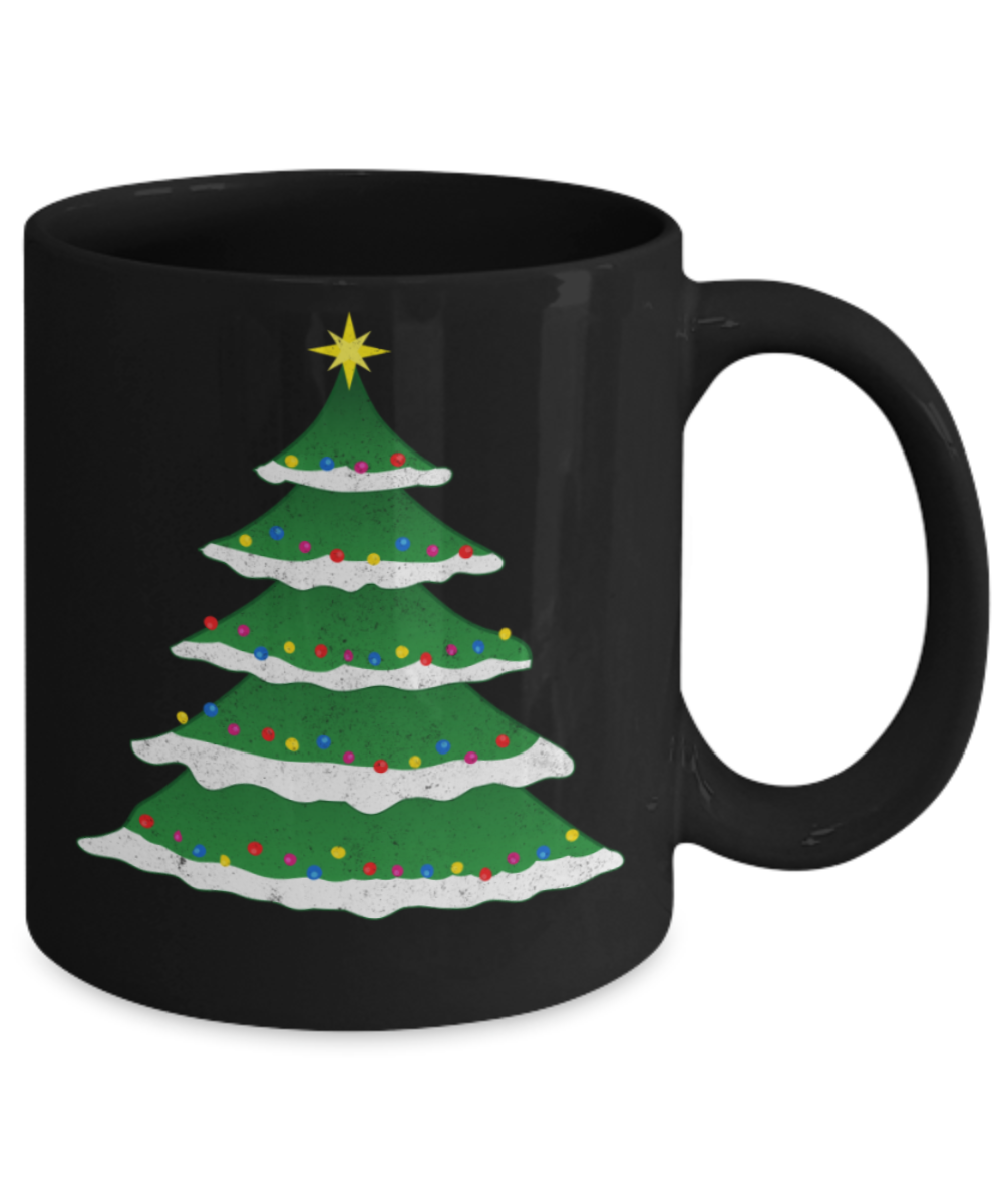Christmas gift ideas, Christmas Tree Lit - Funny Black Porcelain Coffee Mug Cute Ceramic Cup 11 oz