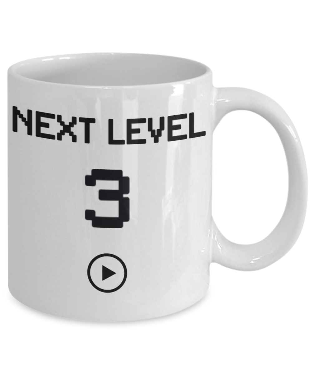 3rd Birthday Gift Coffee Mug For Kids, Next Level 3, Gamer Coffee Mug, Birthday Mug- White Porcelain Coffee Mug 11 Oz Funny Quotes Coffee Mug