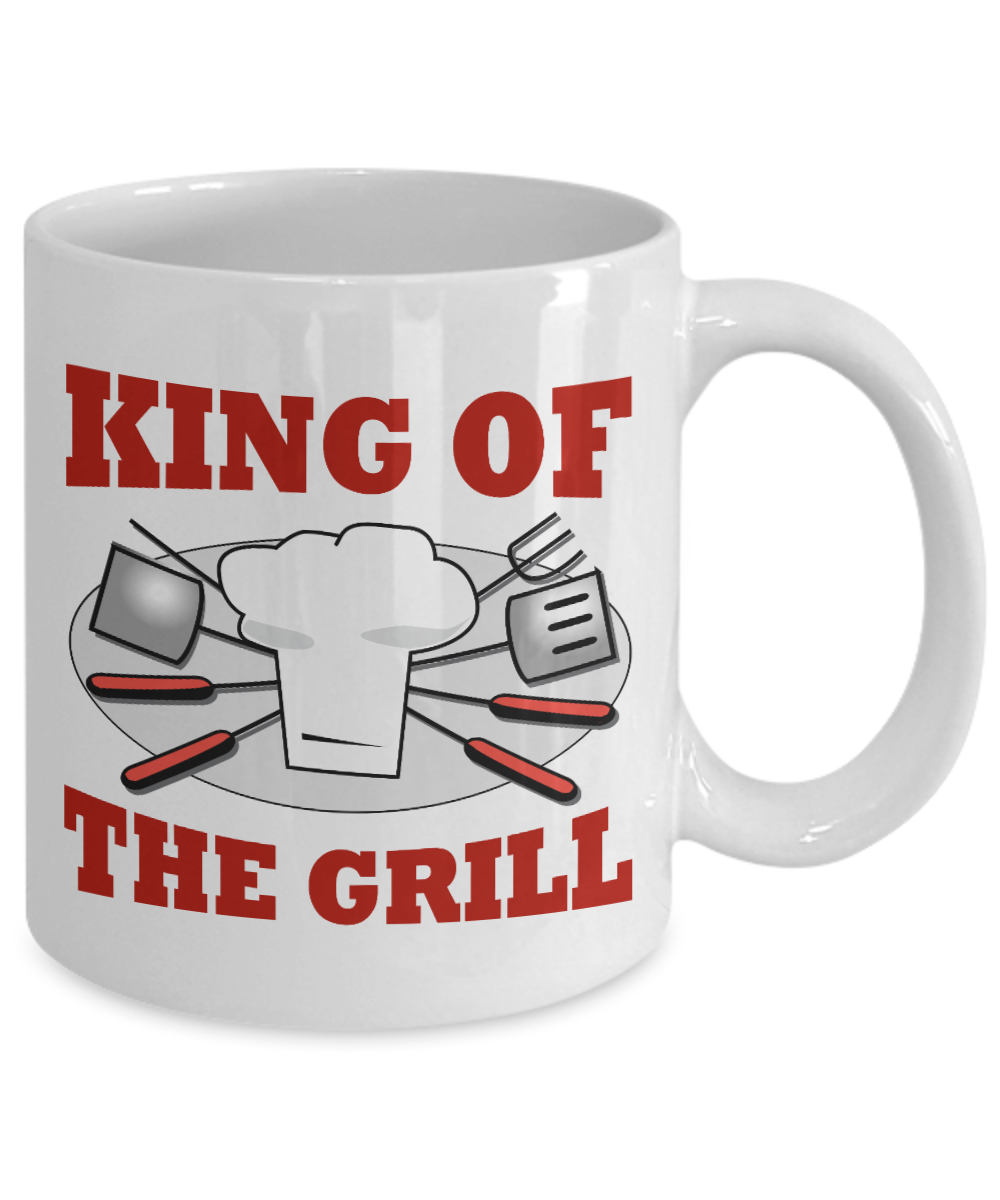 Grill Master Coffee Mug, King Of Grill-White Porcelain Coffee Mug 11 oz for Bbq, Grilling,barbecue, grill, lover,master,dad,mom