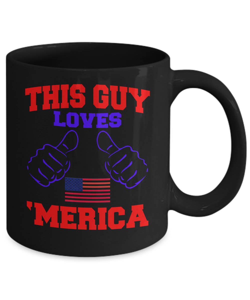 United States Love Personalized Gift Coffee Mug, This Guy Love America-Black Porcelain Coffee Mug 11 oz
