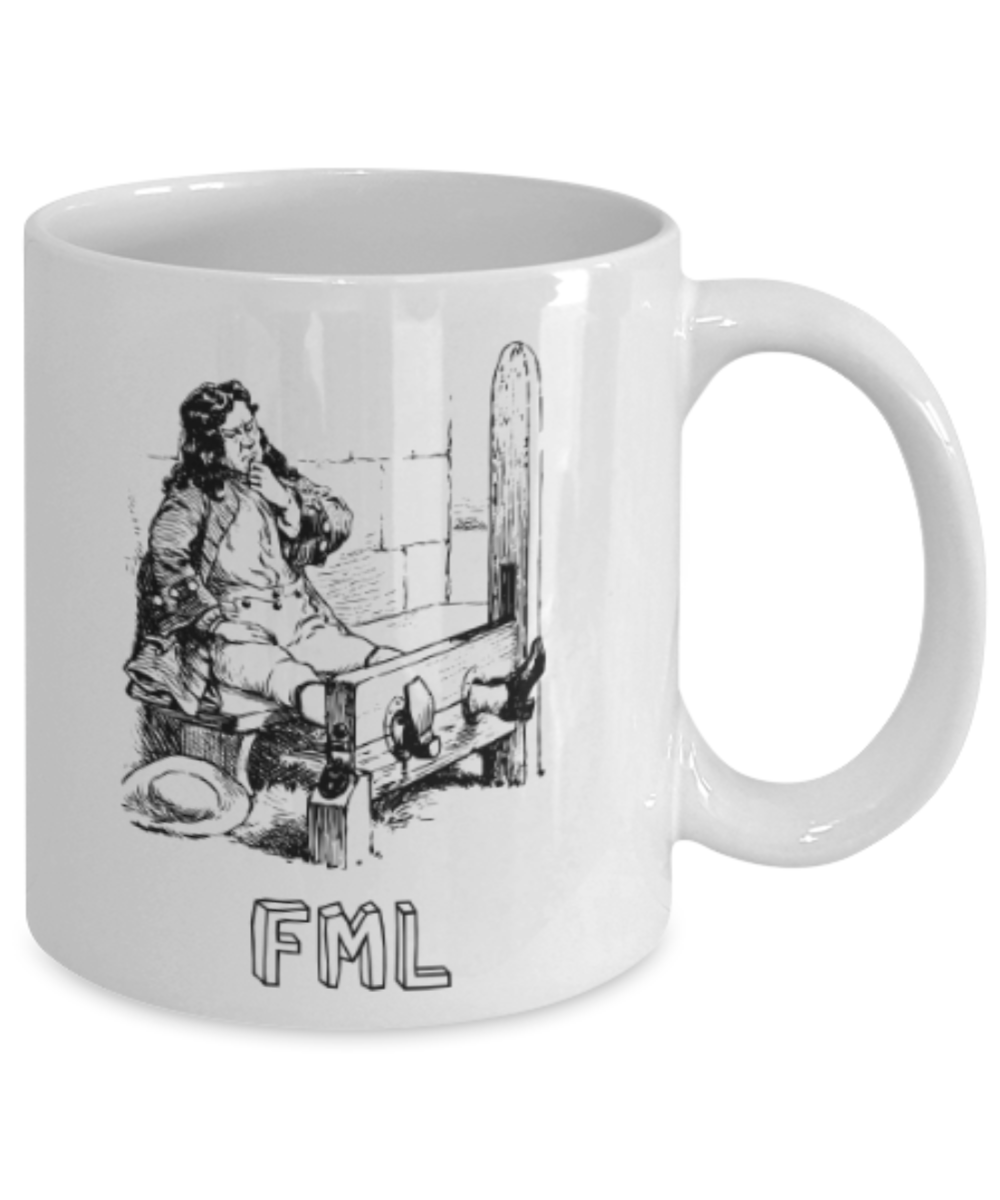 Funny coffee mugs , FML - White Coffee Mug Porcelain Tea Cup 11 oz - Great Gift