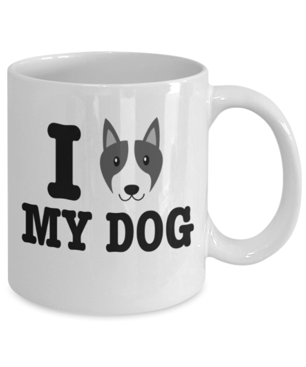 Gift gor dog lovers , I love my Dog - White Coffee Mug Porcelain Tea Cup 11 oz - Great Gift