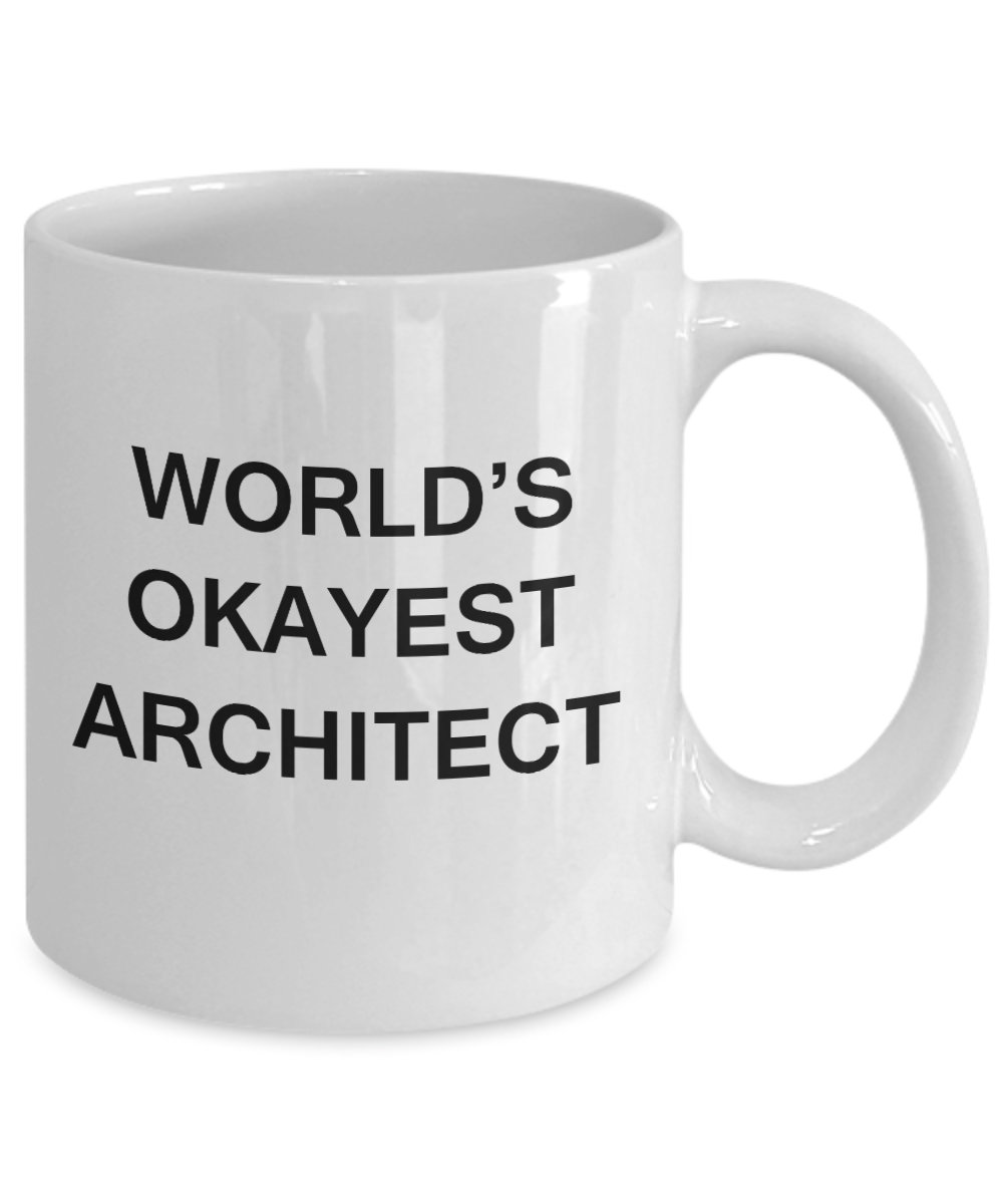 World's Okayest Architect - White Porcelain Coffee Cup,Premium 11 oz Funny Mugs White coffee cup Gifts Ideas