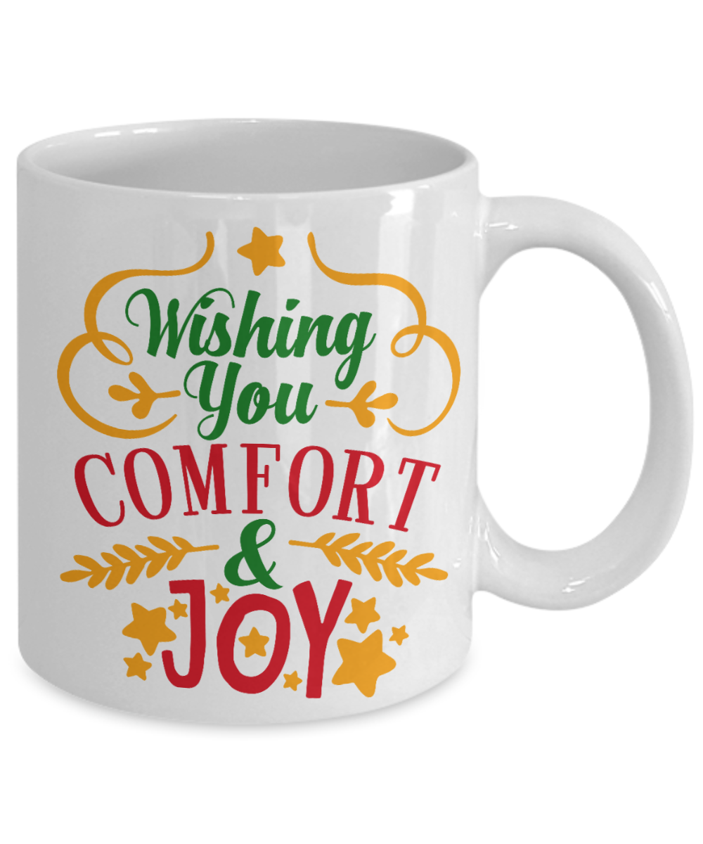 Knightmare before christmas mug - Wishing You Comfort & Joy - Funny Christmas Gift Mugs, Christmas Gifts for family Ceramic Cup White, Funny Mugs Gift Ideas 11 Oz
