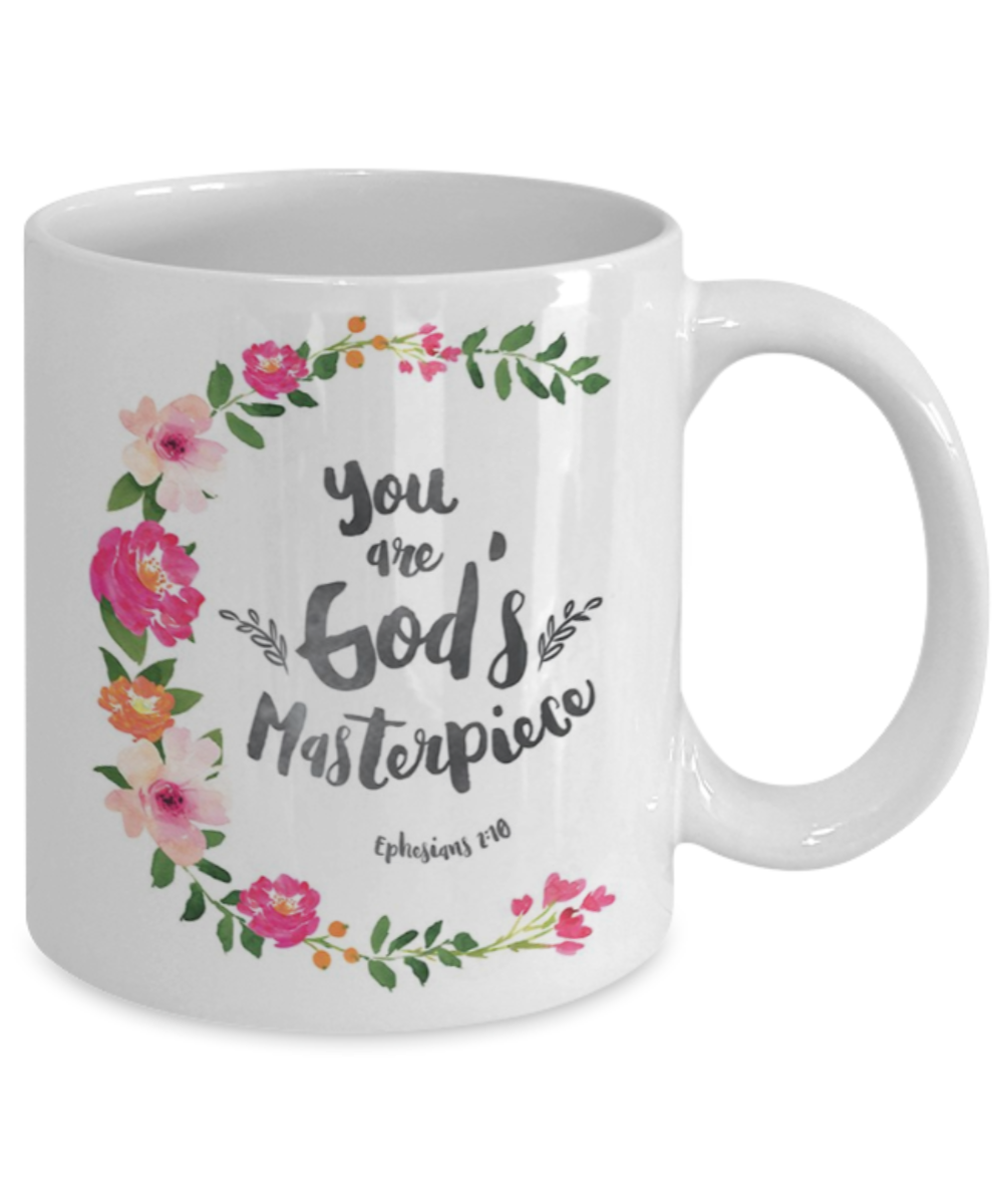 Scripture mugs for women , You are god's masterpiec - White Coffee Mug Tea Cup 11 oz Gift