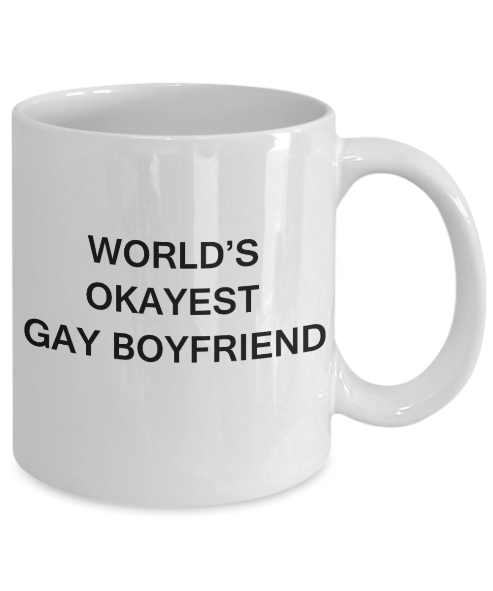 Gay away candy gag gift - World's okayest Gay Boyfriend - Gifts for Gays & Gay Partners, Funny Mugs Gift Ideas 11 Oz