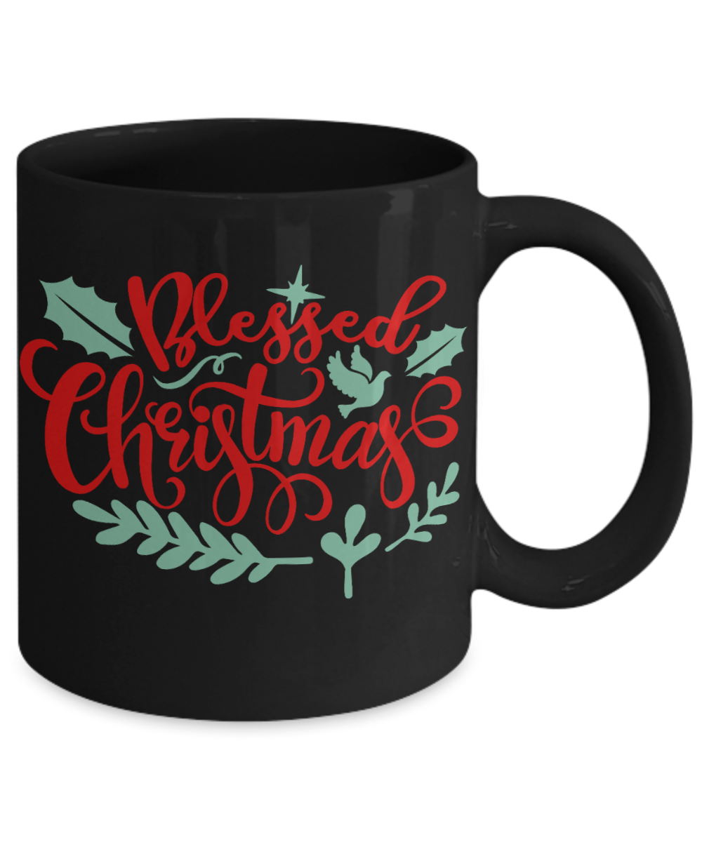 Nightnare before christmas mug - Blessed Christmas - Funny Christmas Gifts Mugs, Christmas Gifts for family Ceramic Cup Black, Funny Mugs Gift Ideas 11 Oz