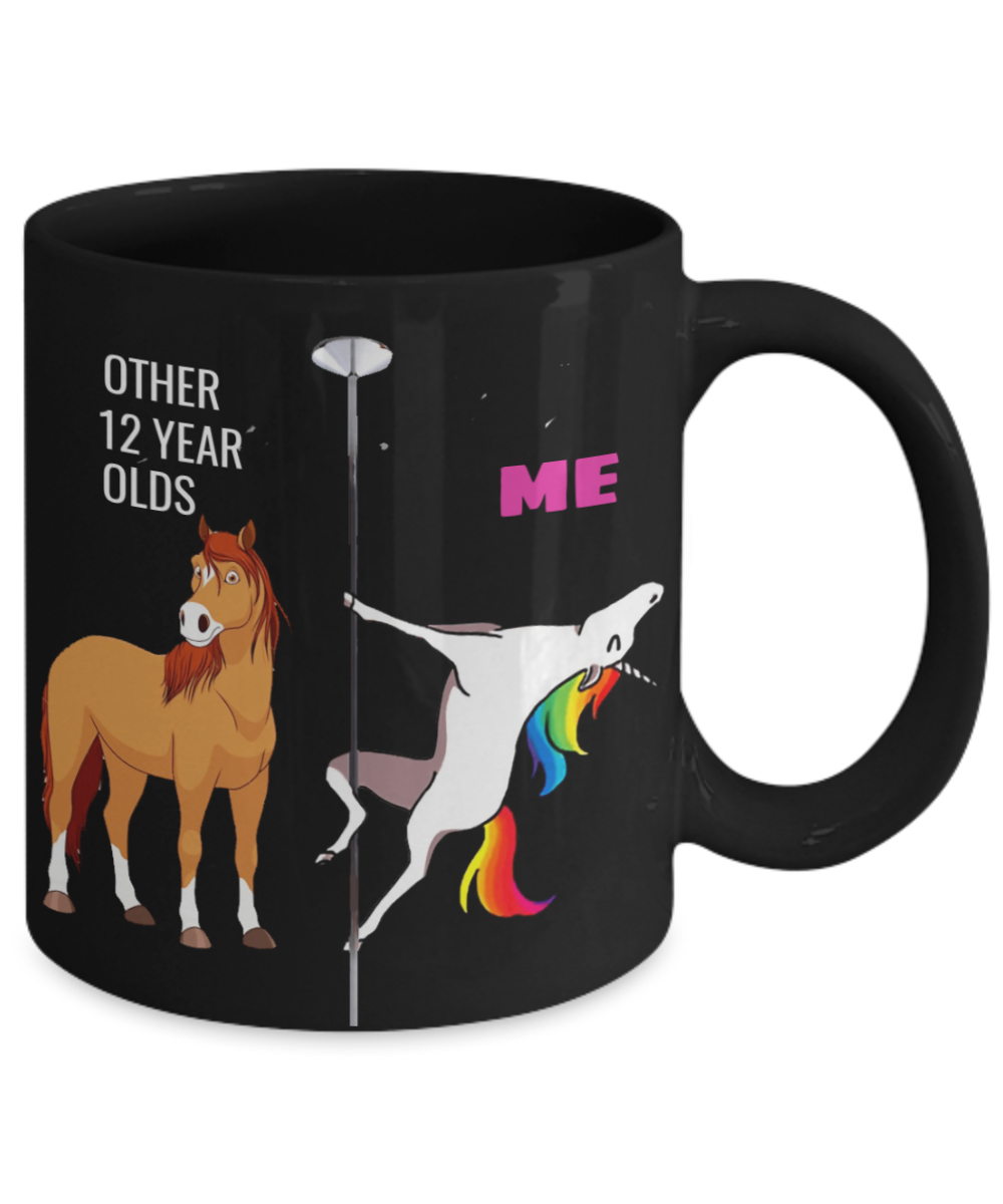 Unicorn Birthday gift 12th Birthday Gift for Women - Other 12 Year Olds Me Unicorn Coffee Mug - Black Porcelain Coffee 11 oz for Grandma, Mom, Sister, Best Friend, Women, Her - Born In 2008