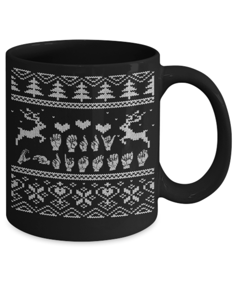 Peets coffee k cups christmas blend , Christmas Reindeers Hands - Black Coffee Mug Porcelain Tea Cup 11 oz - Great Gift