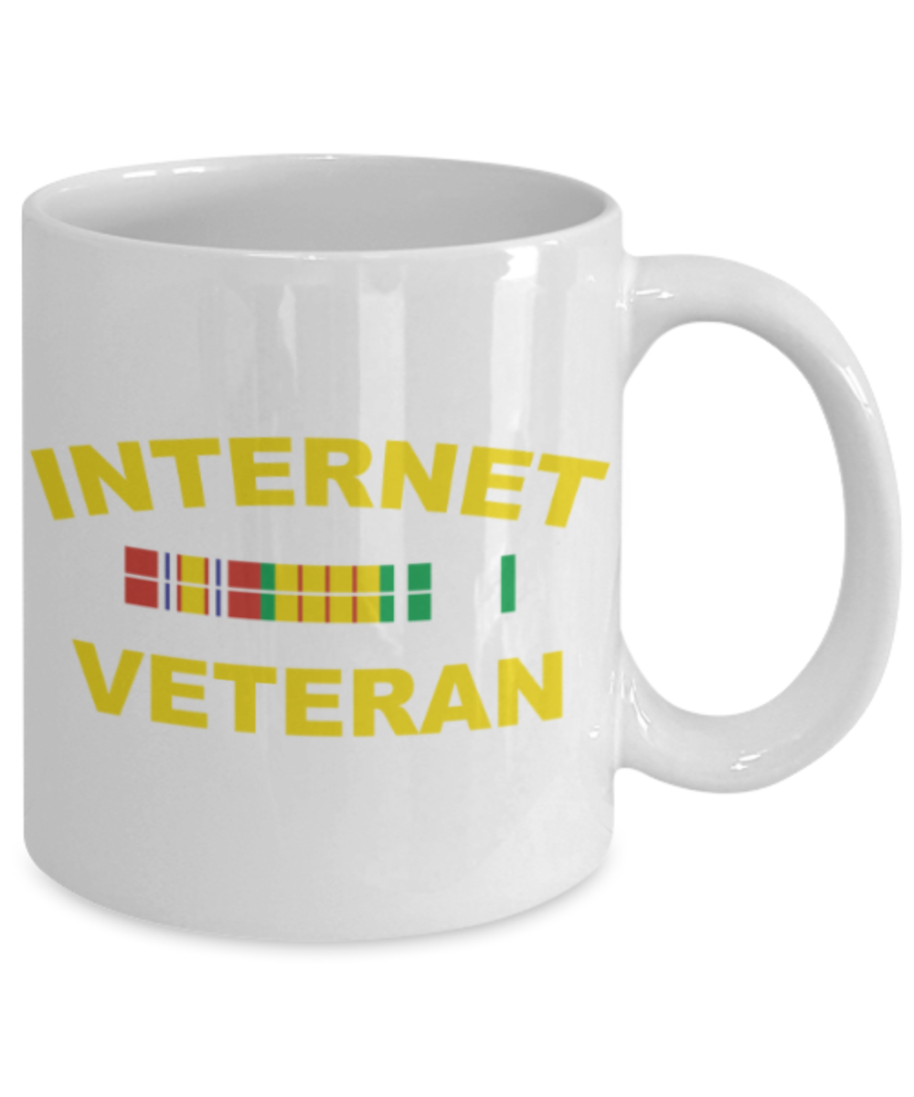 Internet Lovers Mugs , Internet Veteran - White Coffee Mug Porcelain Tea Cup 11 oz - Great Gift