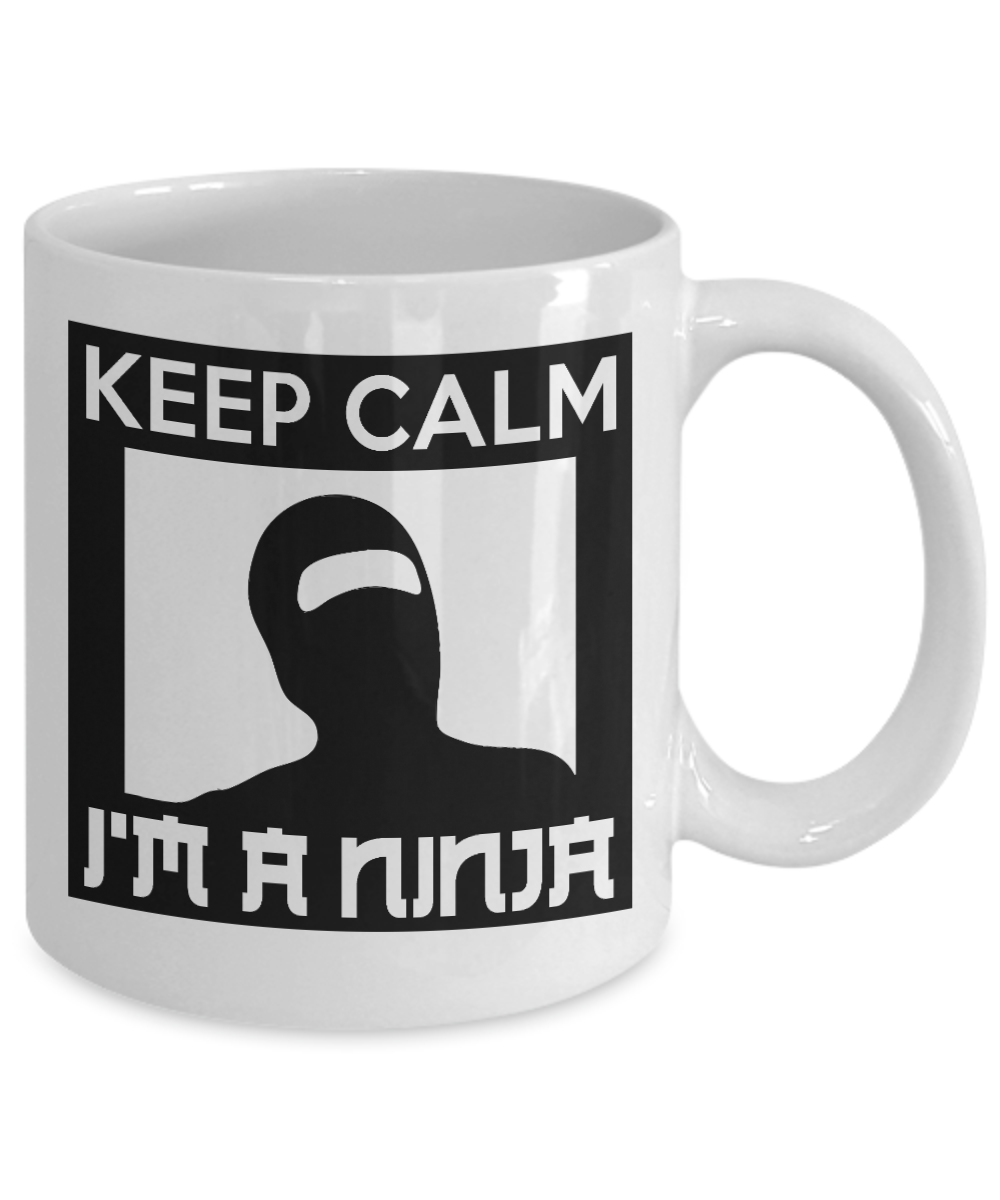 Martial Arts Master Coffee Mug, Keep Calm I'm A Ninja-White Porcelain Coffee Mug 11 oz For Karate, Kung Fu, Student, Master, Instructor