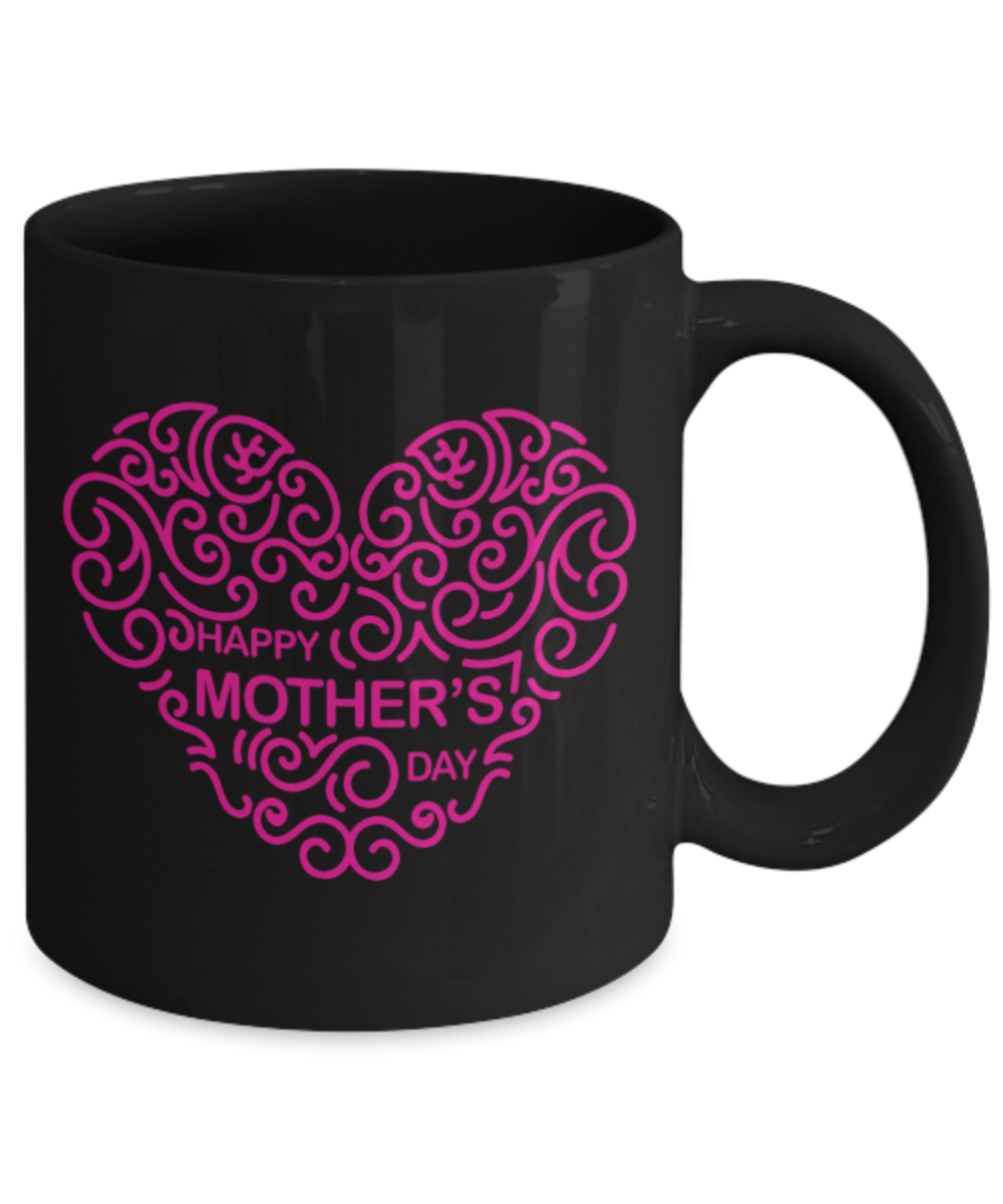 Mothere day gift - Happy mother's day - Black Porcelain Coffee Mug Cute Ceramic Cup 11 oz