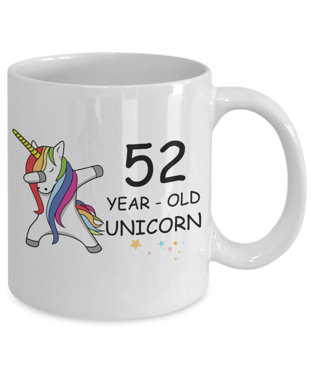 Unicorn Birthday gift 52nd Birthday Gift for Women - 52 Year Old Unicorn Dabbing Mug - Funny White Porcelain Coffee 11 oz, 52nd Anniversary Bday Gift for Grandma, Mom, Sister, Bestie - Legends are Born In 1968