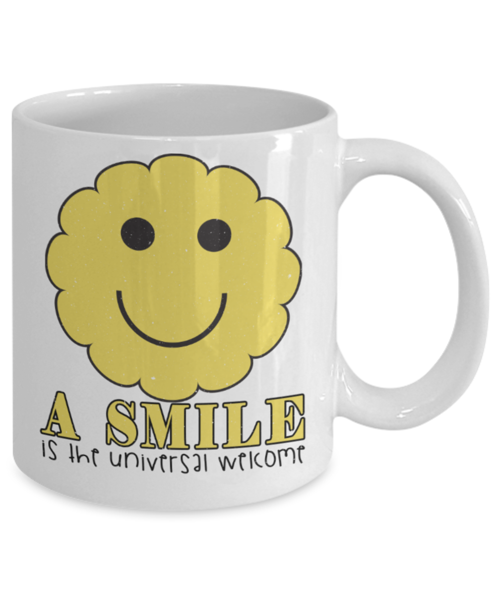 Smile Lovers Mugs, A smile is the universal truth - Funny White Porcelain Coffee 11 oz