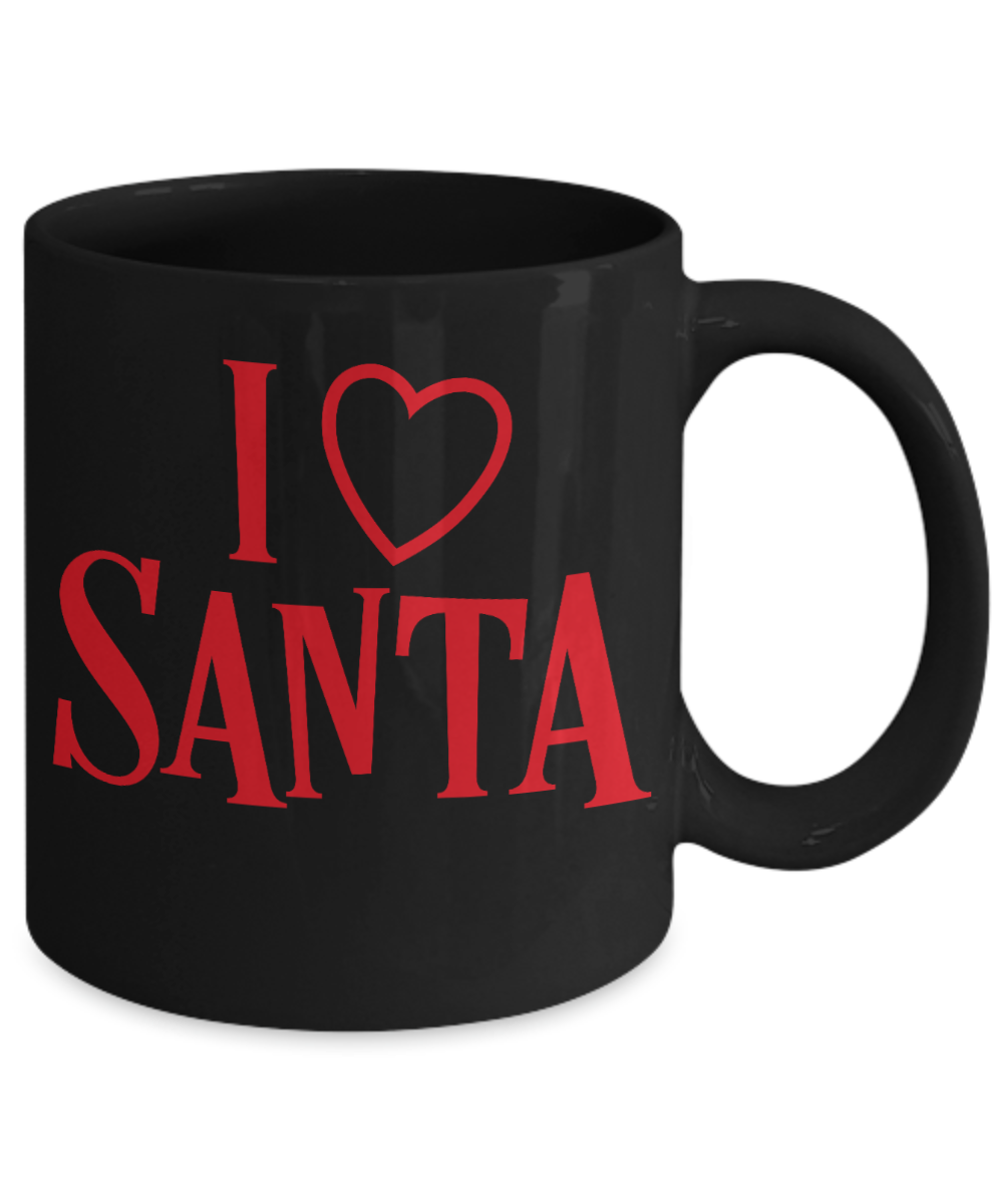 Knightmare before christmas mug - I Love Santa - Funny Christmas Gifts Mugs, Christmas Gifts for family Ceramic Cup Black, Funny Mugs Gift Ideas 11 Oz