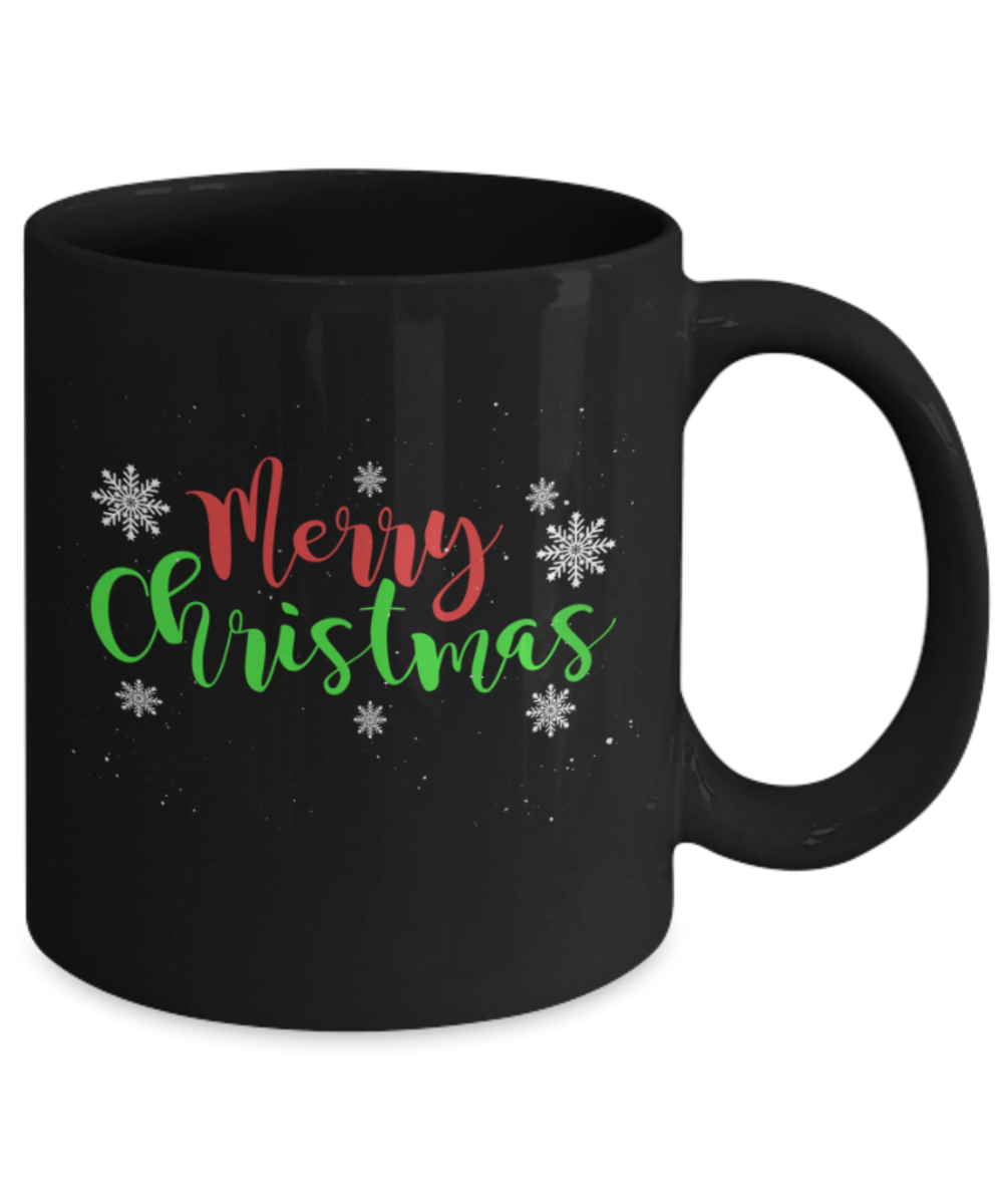 Christmas gift ideas, Merry Christmas - Funny Black Porcelain Coffee Mug Cute Ceramic Cup 11 oz