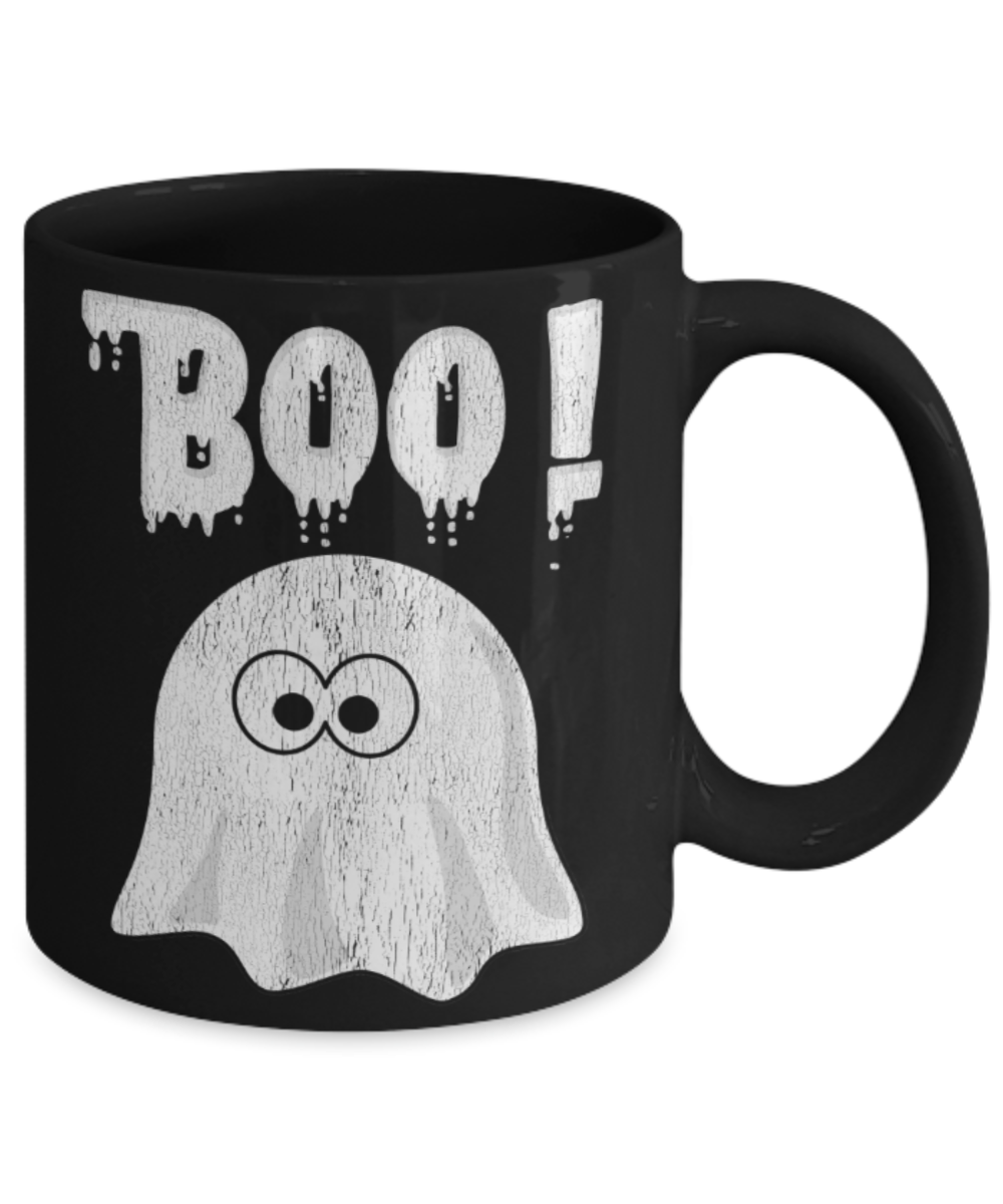 Midnight mug rogue - Boo - Black Porcelain Coffee Mug Cute Ceramic Cup 11 oz