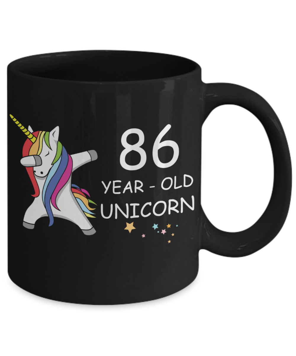 Unicorn Birthday gift 86th Birthday Gift for Women - 86 Year Old Unicorn Dabbing Mug - Funny Black Porcelain Coffee 11 oz, 86th Anniversary Bday Gift for Grandma, Mom, Sister, Bestie - Legends are Born In 1934