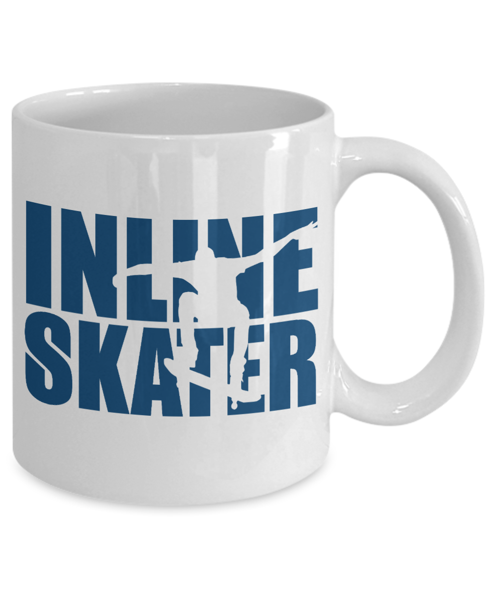 Skater Coffee Mug, Inline Skater-White Porcelain Coffee Mug 11 oz for Skater, Skating, Student , Coach, Son, Daughter, Dad