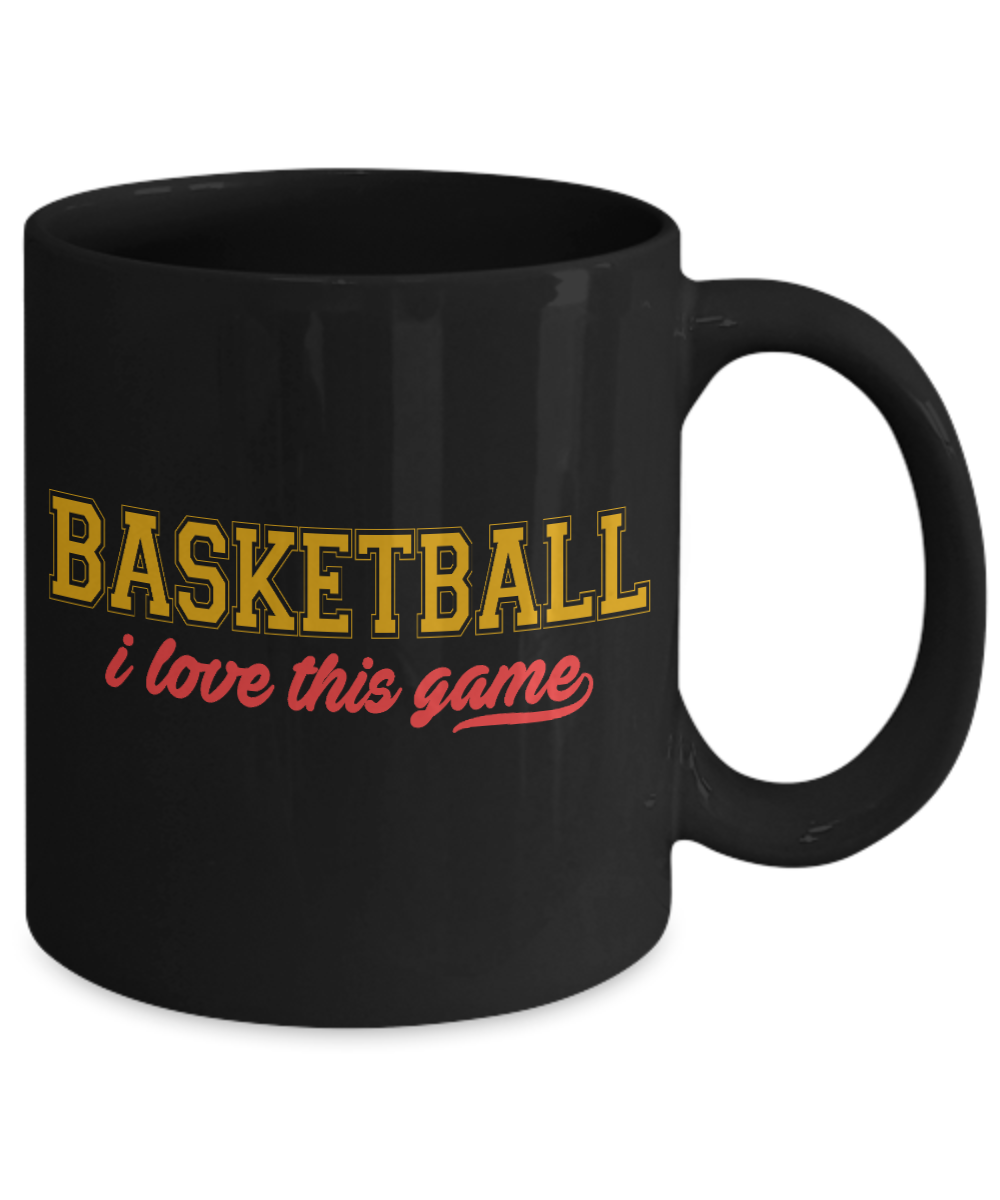 Basketball Player Coffee Mug, Basketball I Love This Game- Black Porcelain Coffee Mug 11 Oz Funny Quotes Coffee Mug