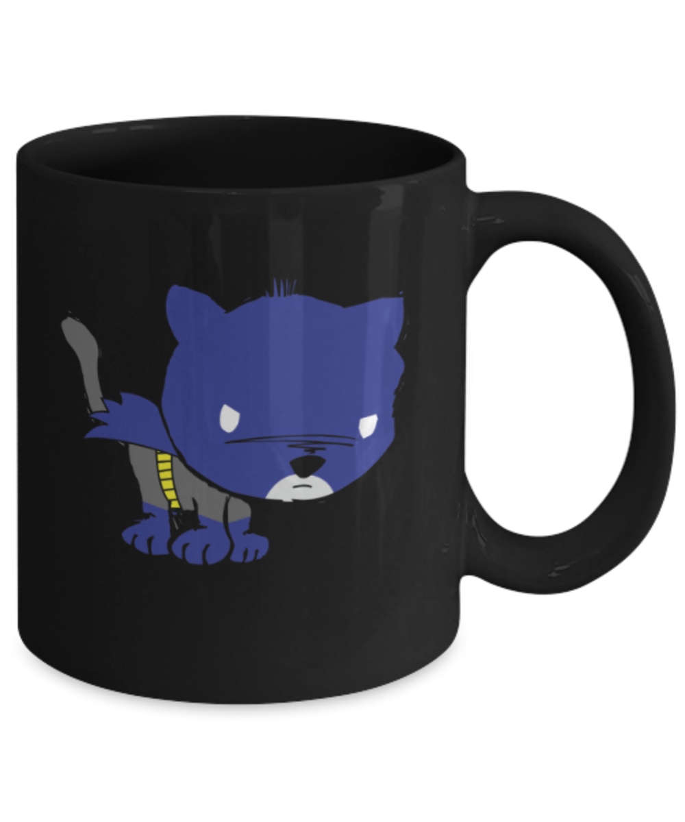 Gift gor cat lovers , Catman - Black Coffee Mug Porcelain Tea Cup 11 oz - Great Gift