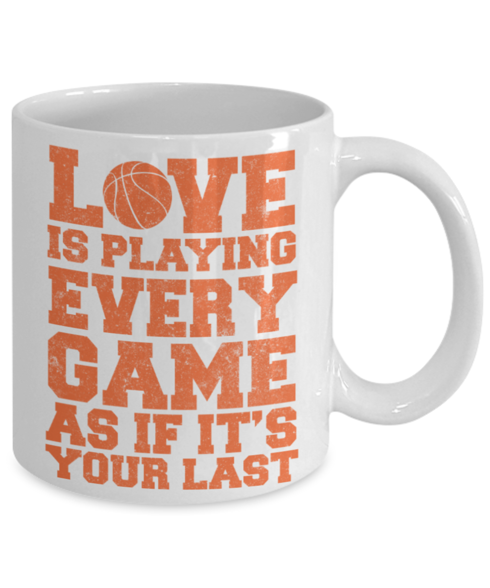Game lovers mugs, Love is playing every game as if it's your last - Funny Black Porcelain Coffee 11 oz