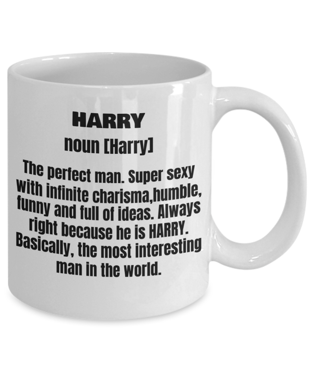 Harry First Name Adult Definition - Funny White Porcelain Coffee Mug Cute Ceramic Cup 11 oz