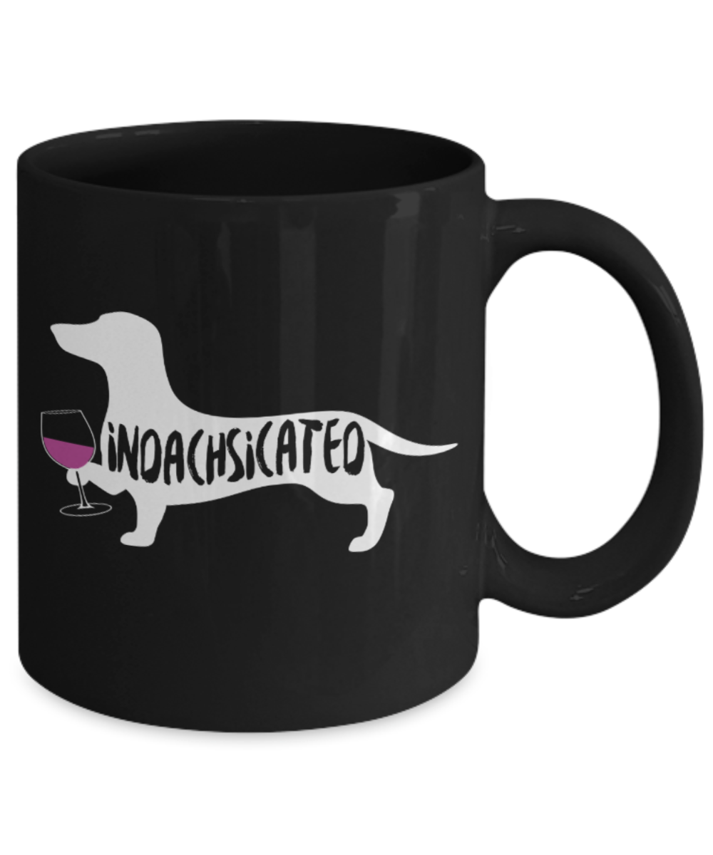 Dog Lovers Mugs , Indachsicated - Black Coffee Mug Porcelain Tea Cup 11 oz - Great Gift