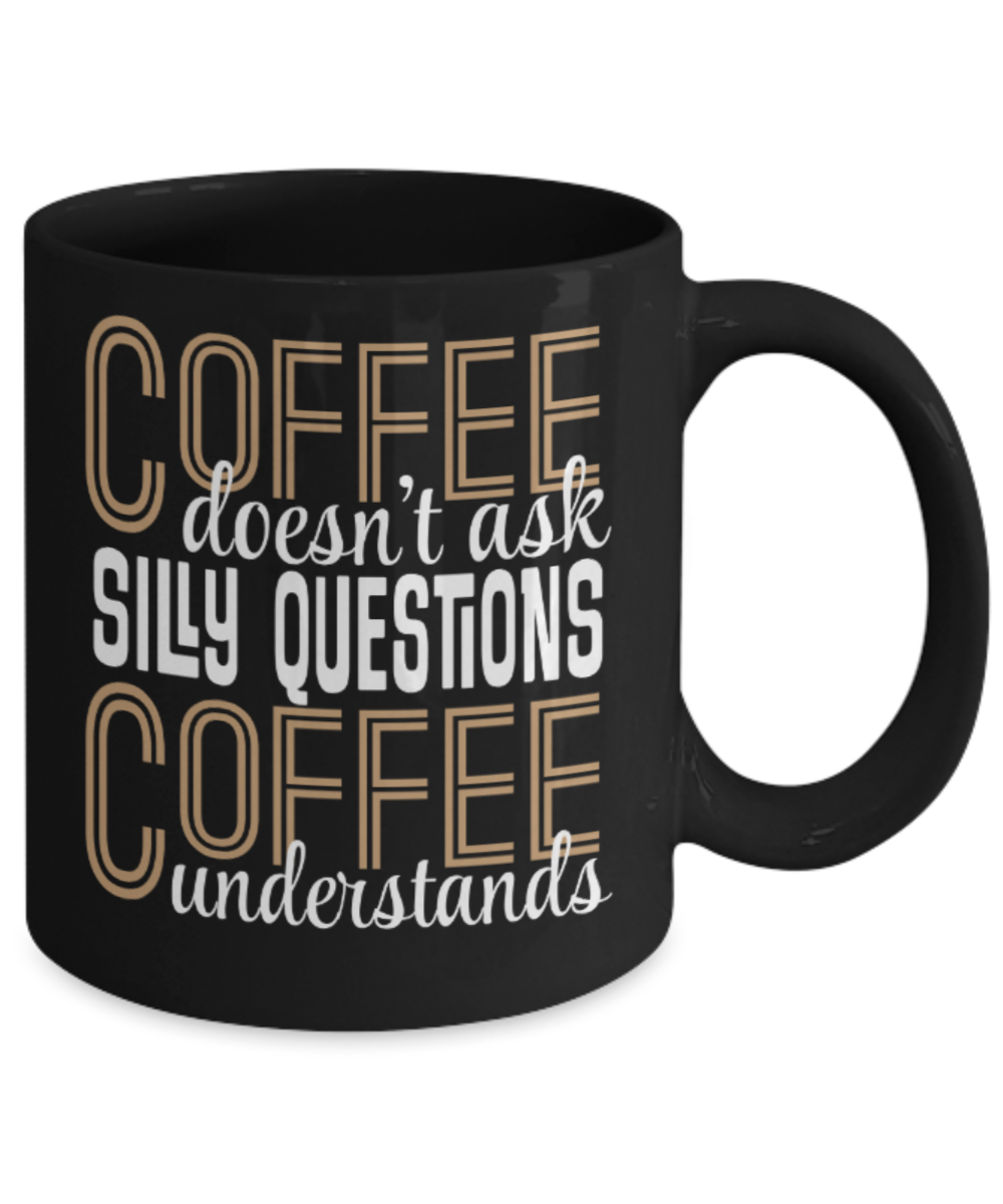 Coffee Lovers Mugs , Coffee undertands - Black Coffee Mug Porcelain Tea Cup 11 oz - Great Gift