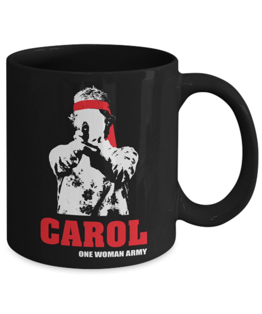 Plants vs zombies gift box mugs , Carol One Woman Army - Black Coffee Mug Porcelain Tea Cup 11 oz - Great Gift