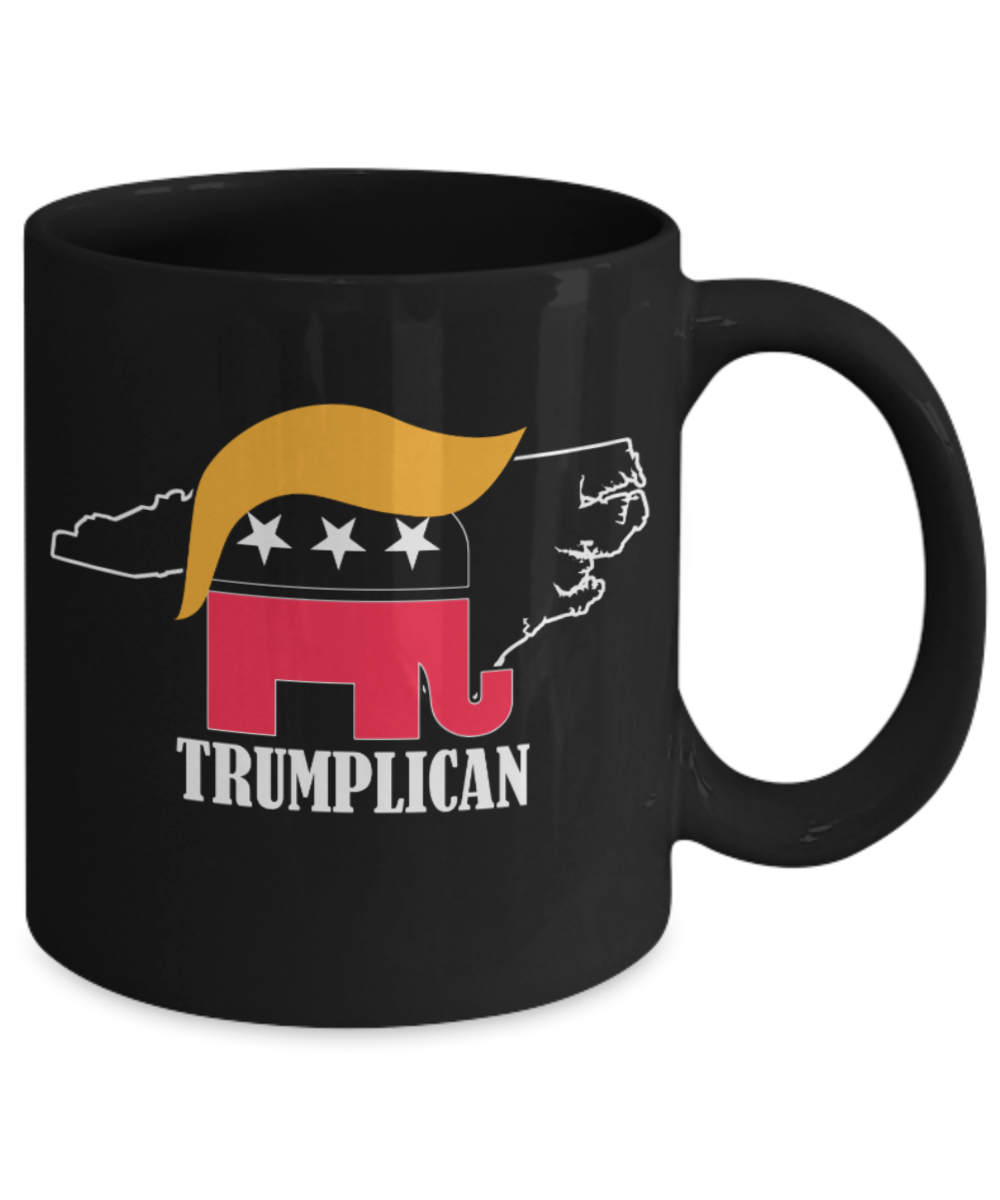 Trumplican - Black Coffee Mug Porcelain Tea Cup 11 oz - Great Gift
