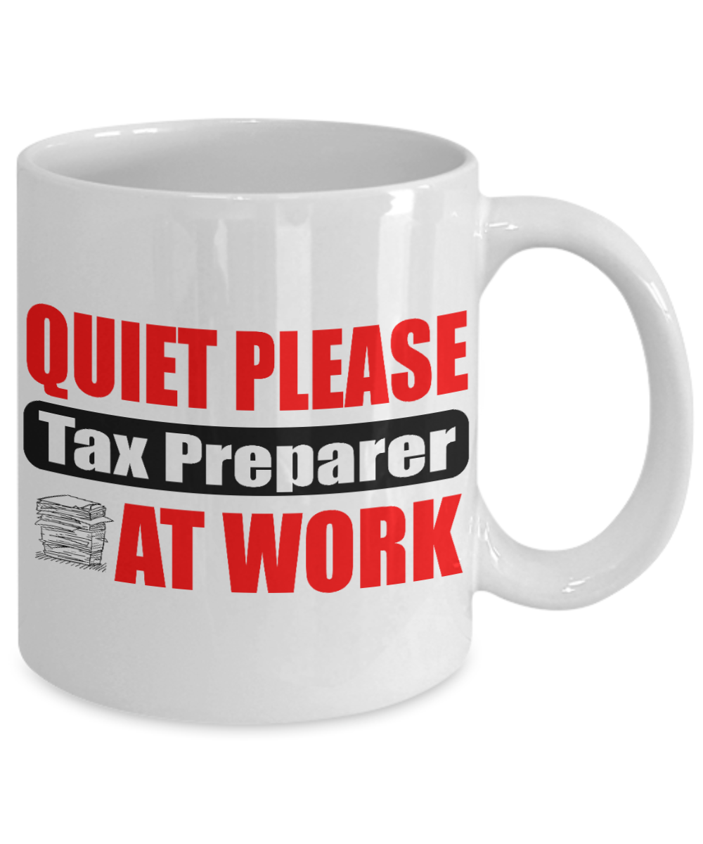 Funny Auditor Coffee Mug, Quiet Please Tax Preparer at Work -White Porcelain Coffee Mug 11 oz for Accountant, Auditor
