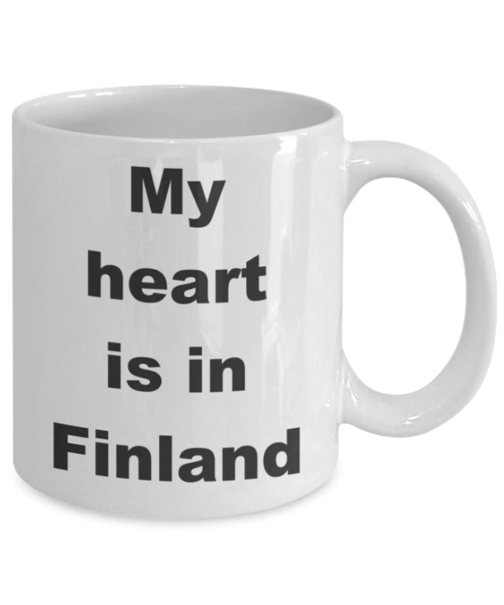 My heart is in Finland - White Porcelain Coffee 11 oz