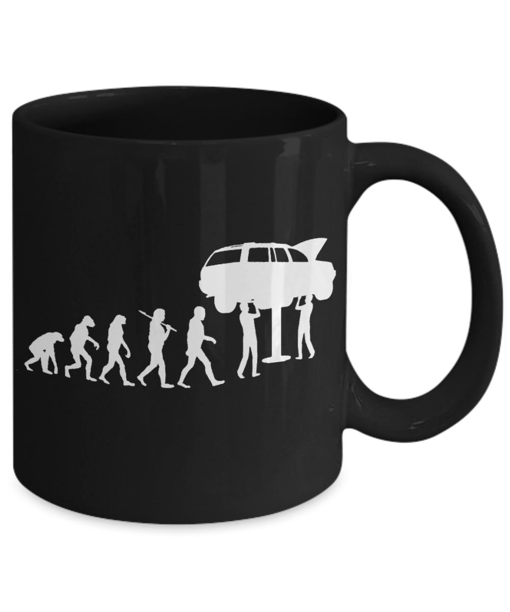 I Am Mechanic Funny Gift Coffee Mug, Evolution Of A Mechanic-Black Porcelain Coffee Mug 11 oz for Girlfriend, Father, Boyfriend, Wife, Husband, Mechanic, Car Lover