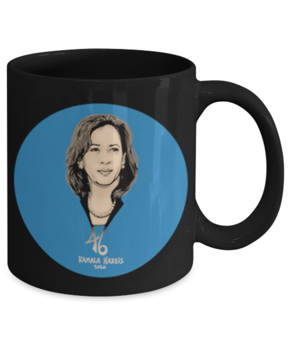Kamala Harris 46 For President 2020 For The People Campaign - The Future is Female Political Feminist Black Coffee Cup,Democrat Mug,Biden Harris 2020