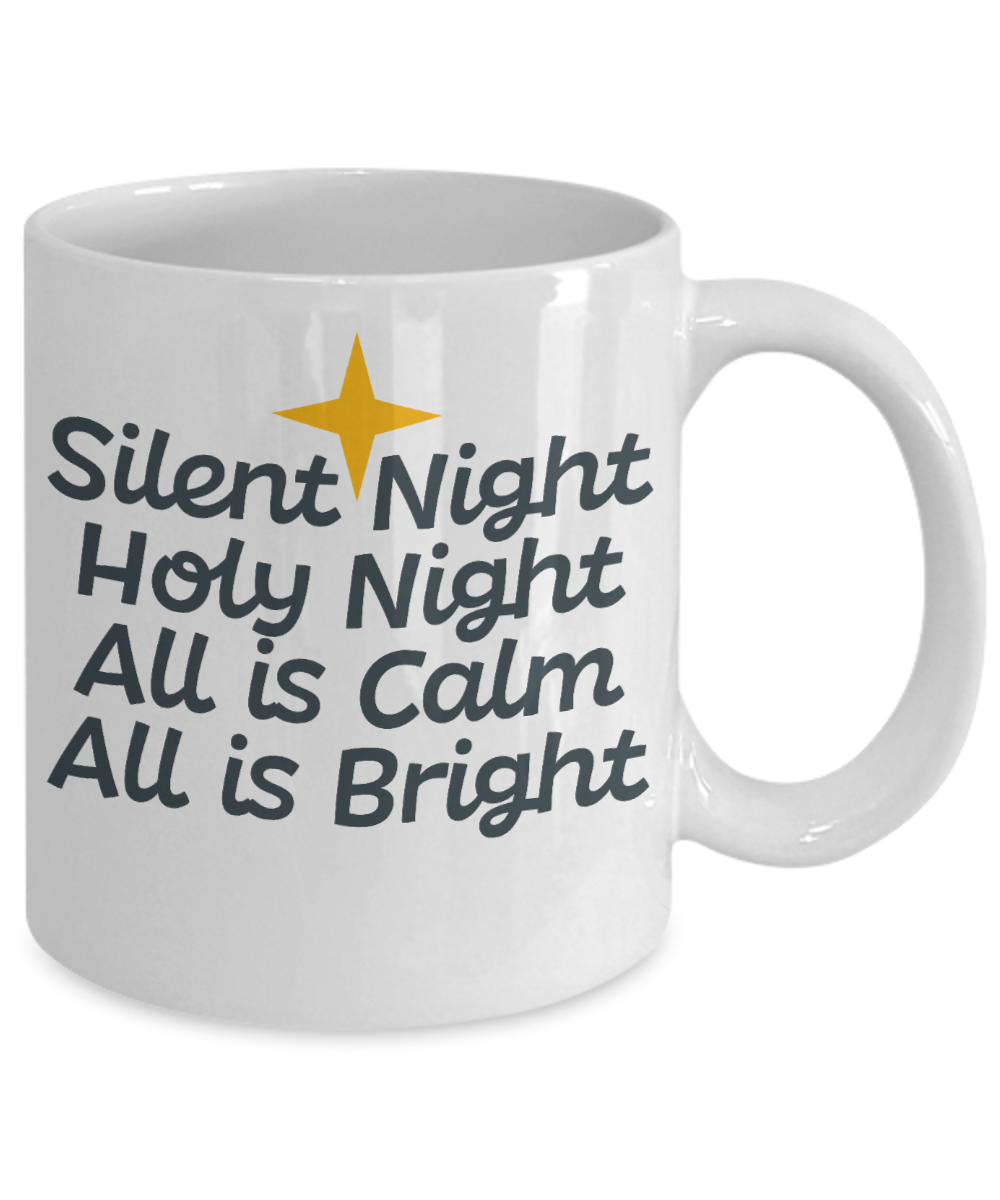 Knightmare before christmas mug - Silent Night Holy Night All is Calm All is Bright - Funny Christmas Gift Mugs, Christmas Gifts for family Ceramic Cup White, Funny Mugs Gift Ideas 11 Oz